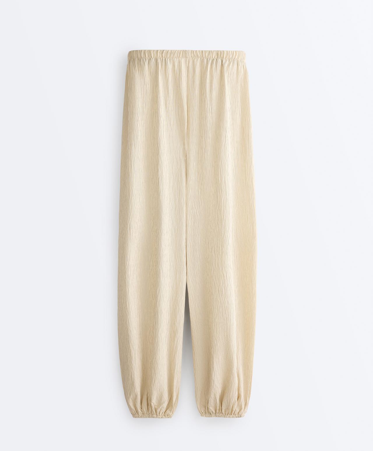 Modal blend striped trousers — PALE ECRU