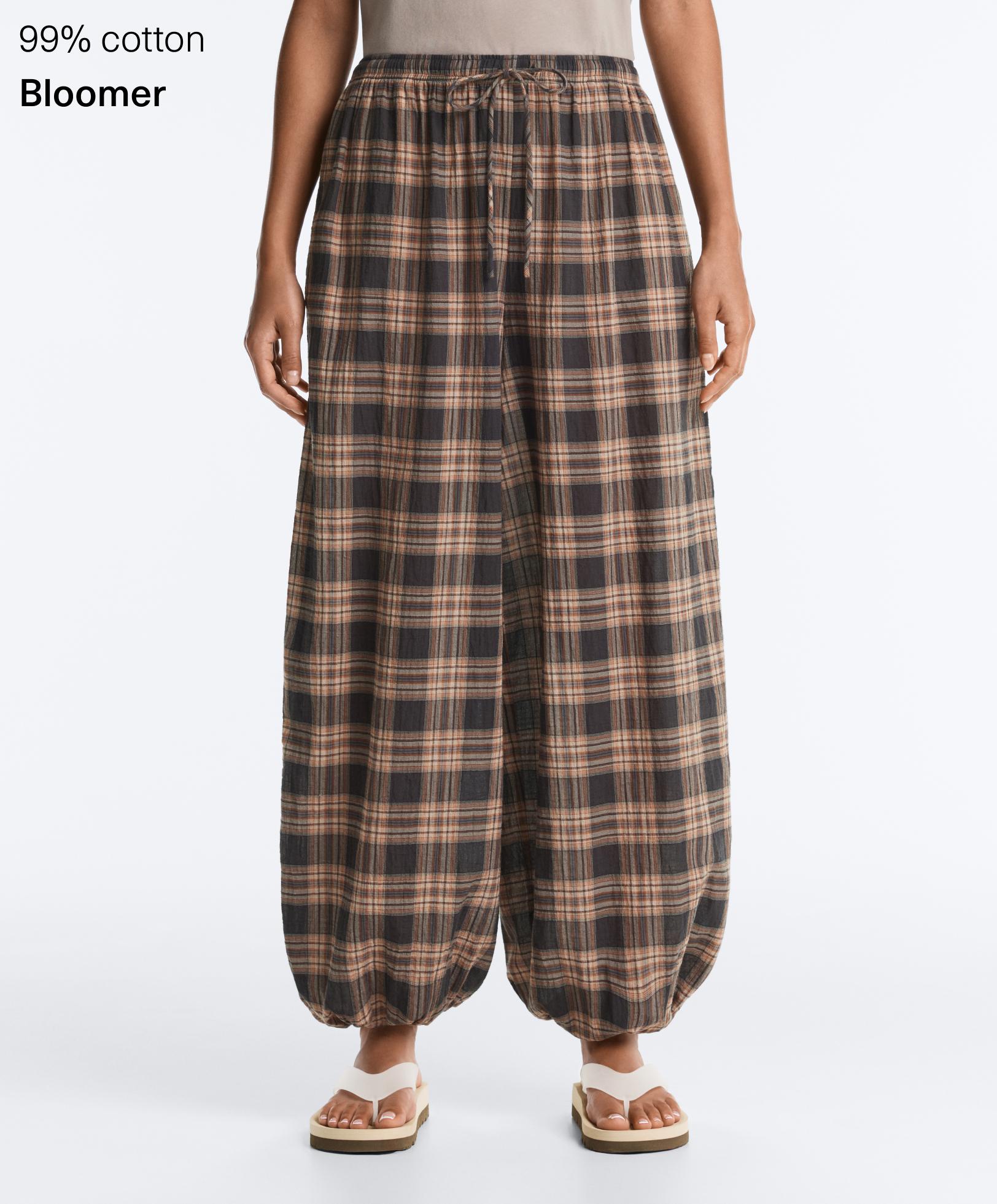 Check cotton-blend bloomer trousers — WASHED BLACK