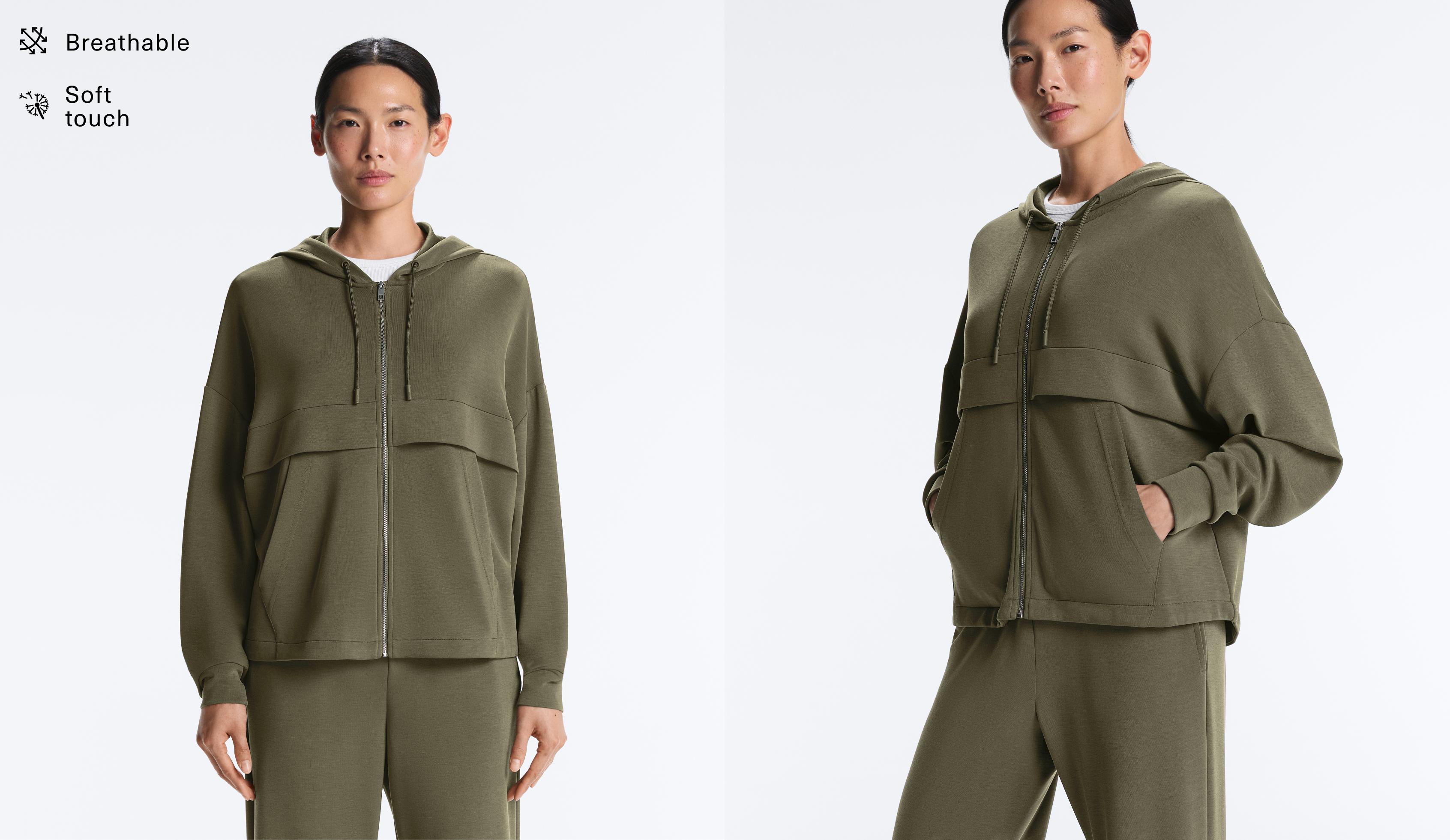 Soft-touch jacket with modal — KHAKI