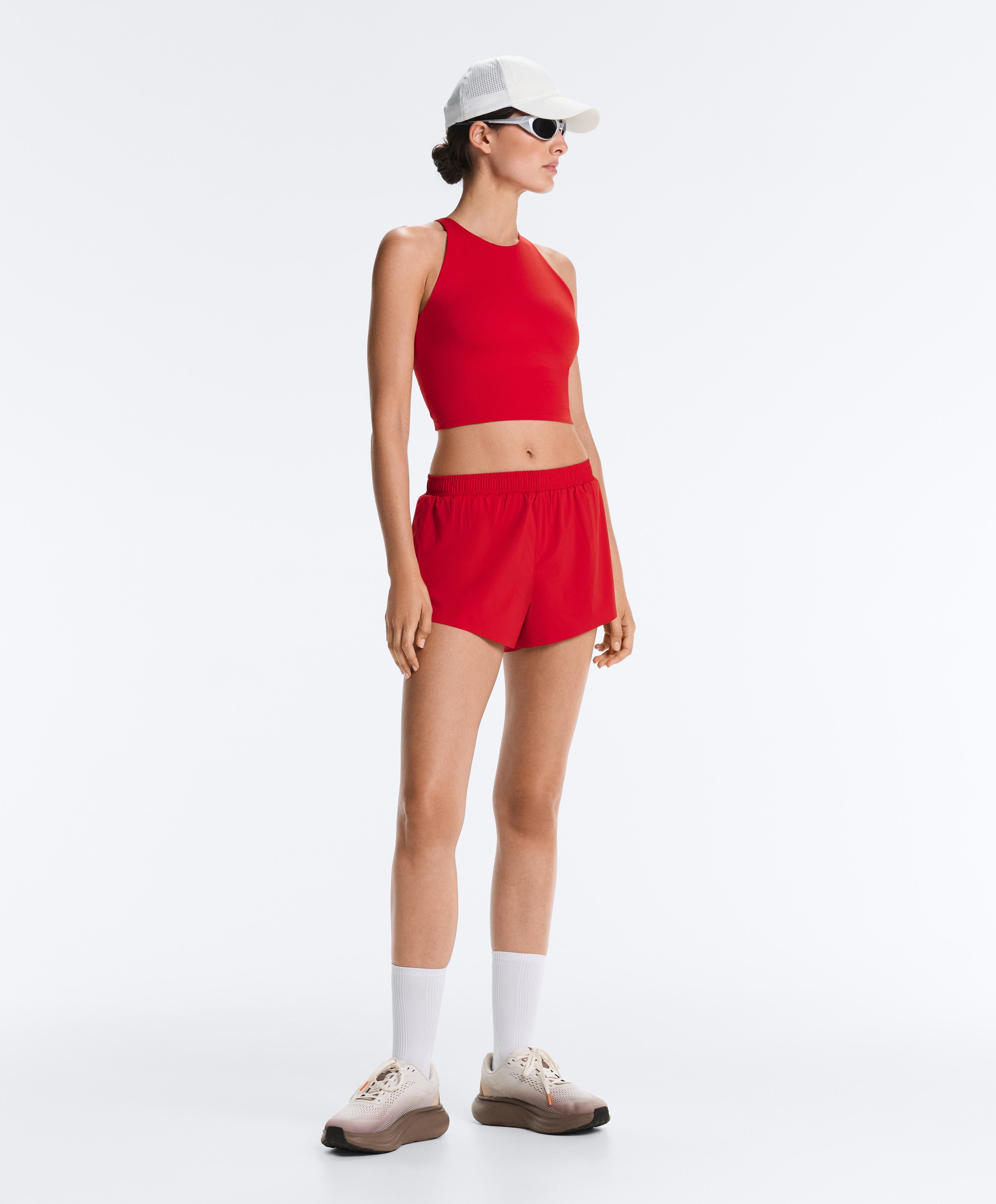 Comfortlux strappy tank top with cups — STRONG RED