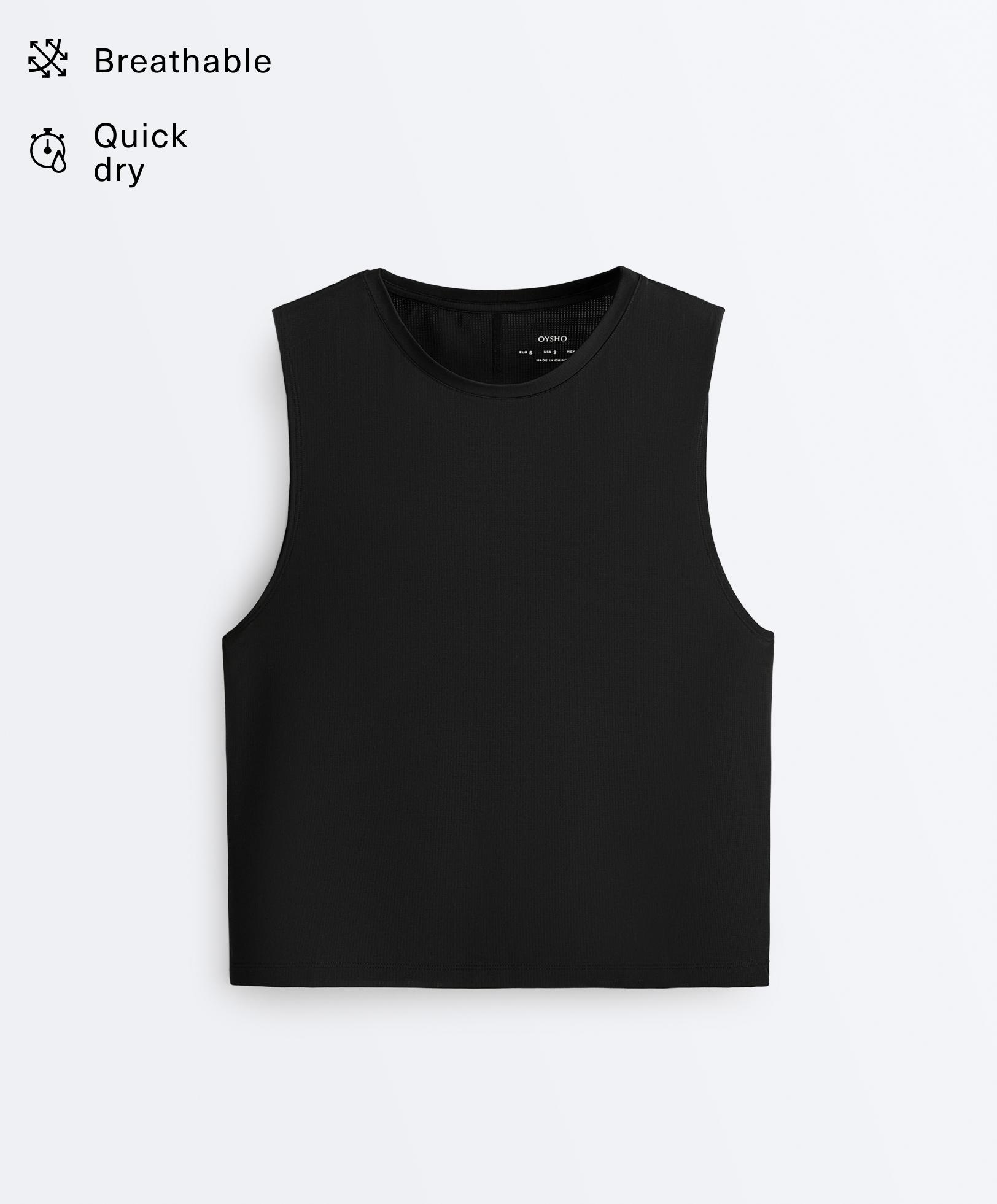 Technical sleeveless T-shirt — BLACK