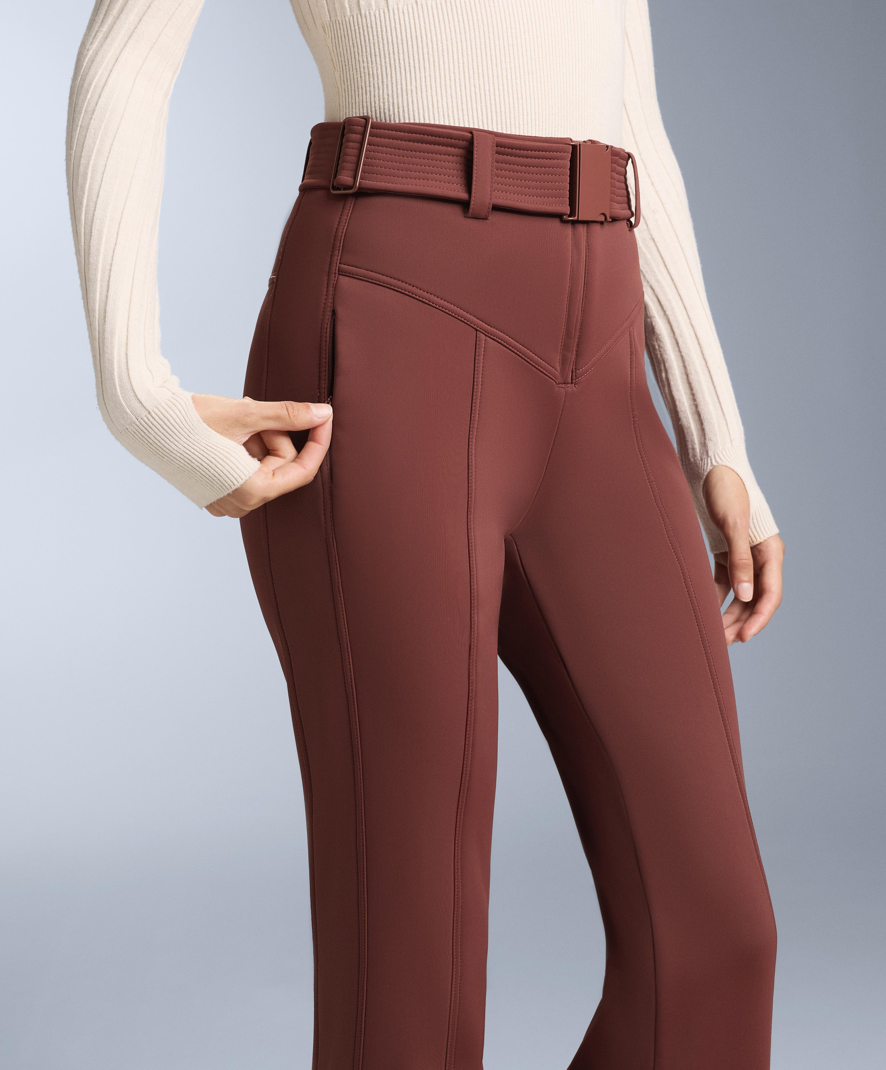 Water-resistant high-rise flare stretch SKI trousers — TERRACOTTA