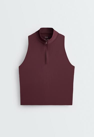 Half-zip sleeveless top — BURGUNDY 7