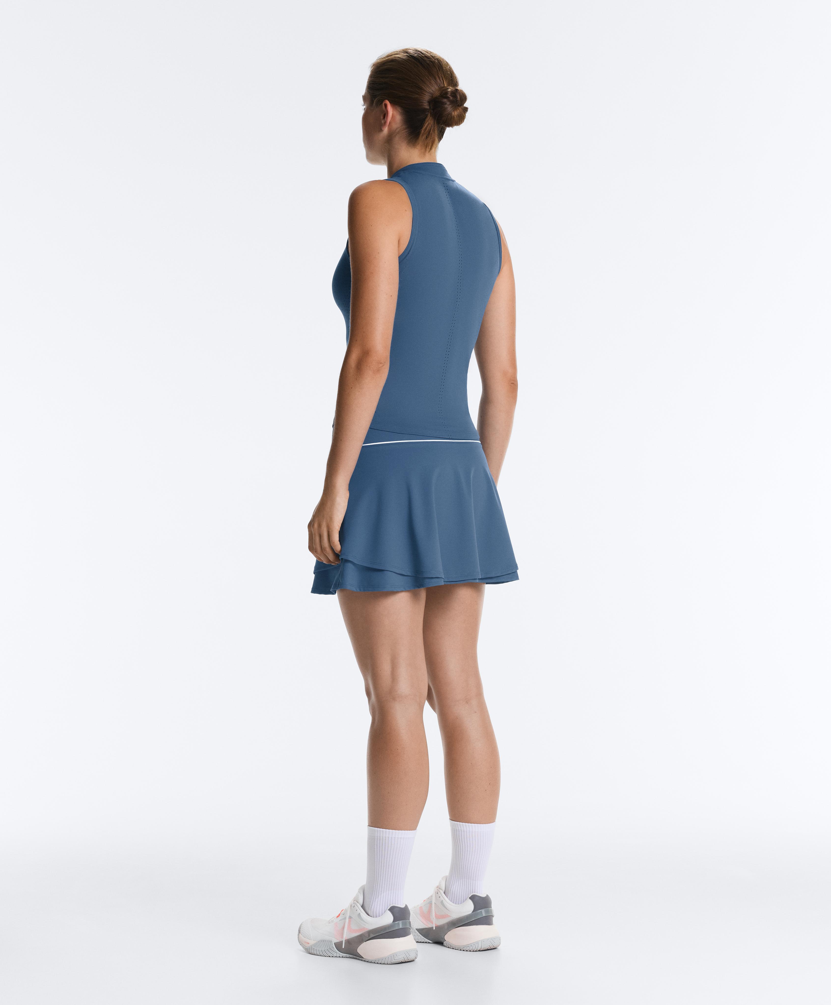 Double layer high rise short skirt — MID GREY-BLUE