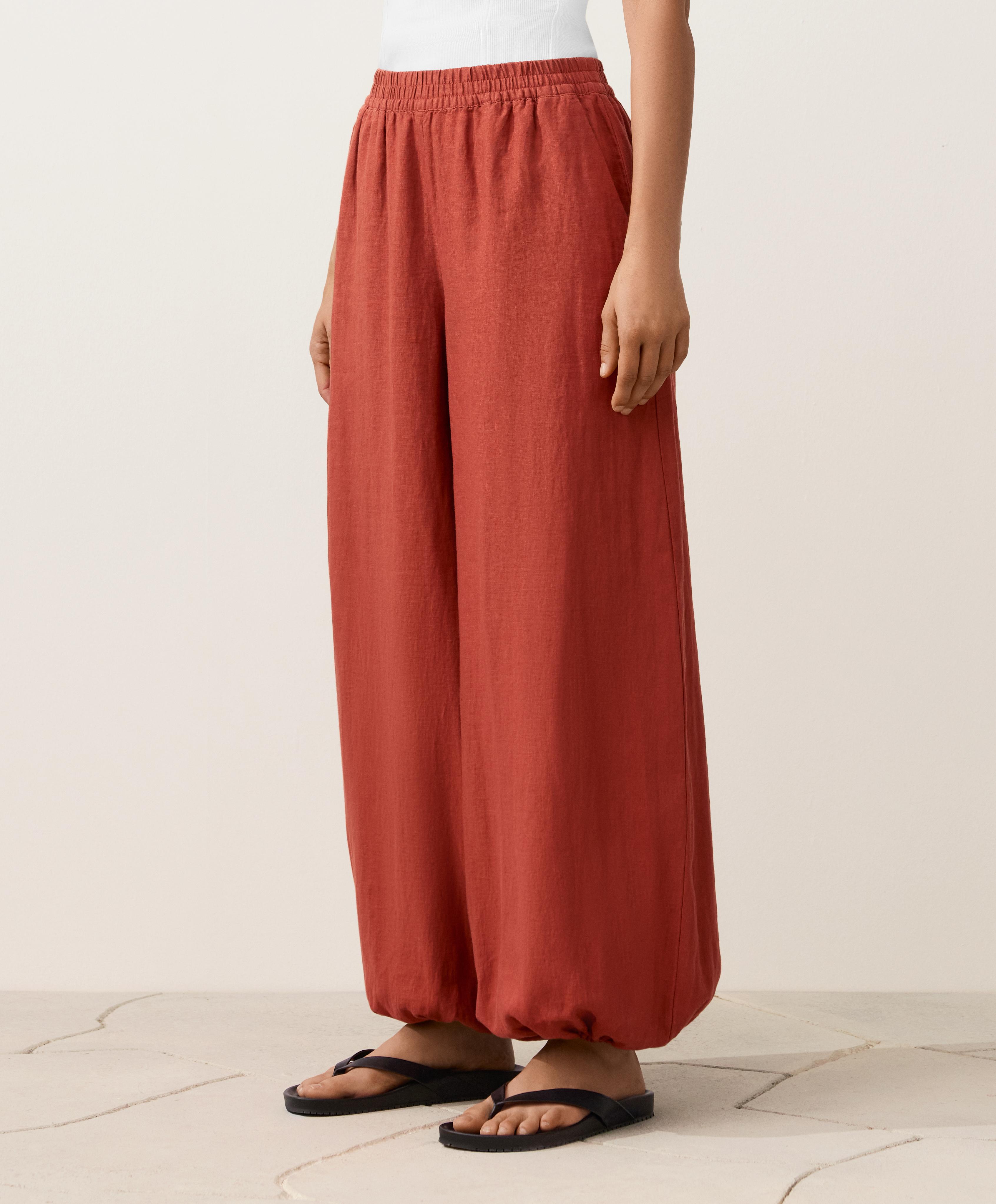 100% linen bloomer trousers — TEA RED