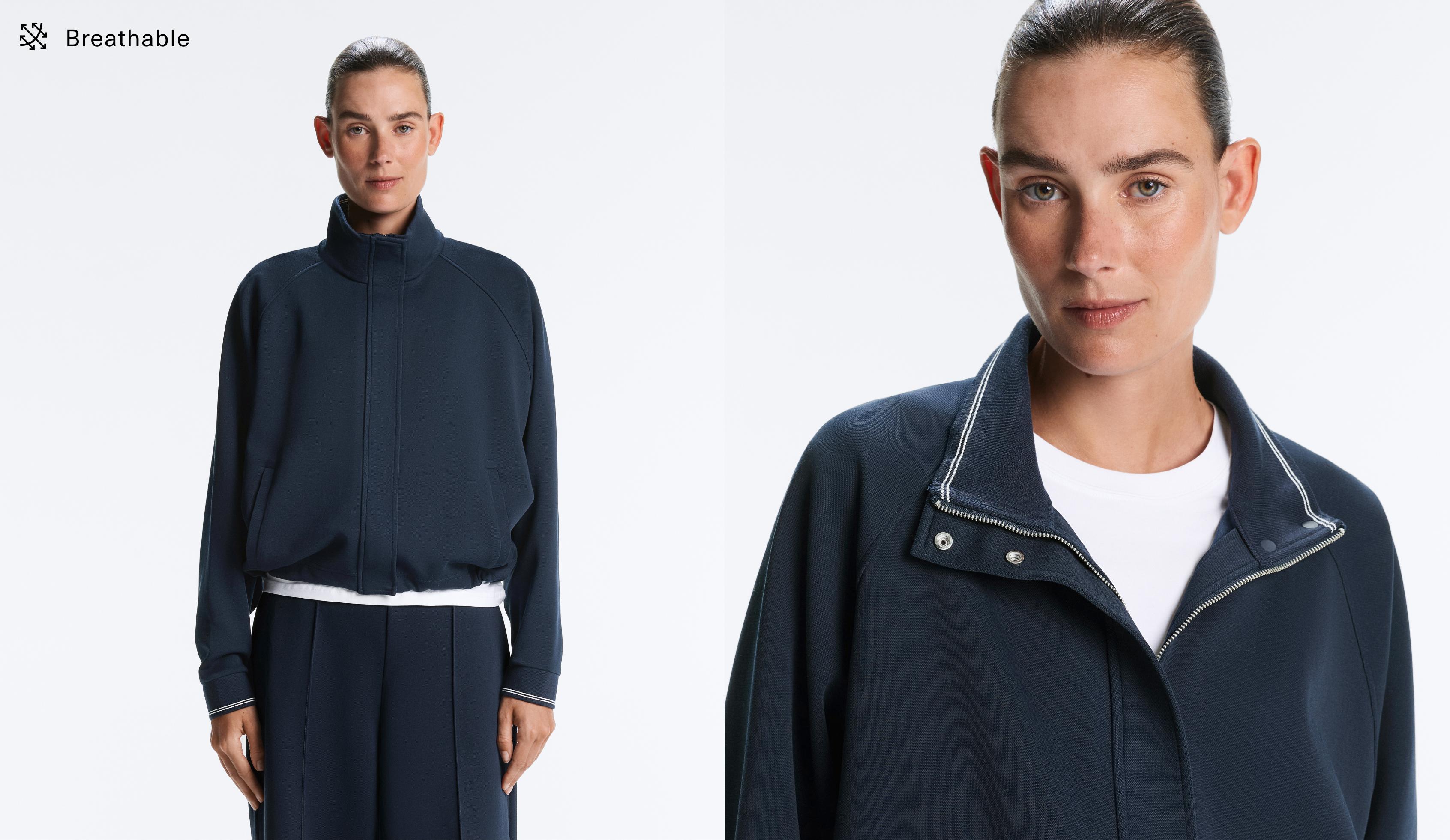 Piqué jacket with cotton contrast piping Piqué jacket with cotton contrast piping