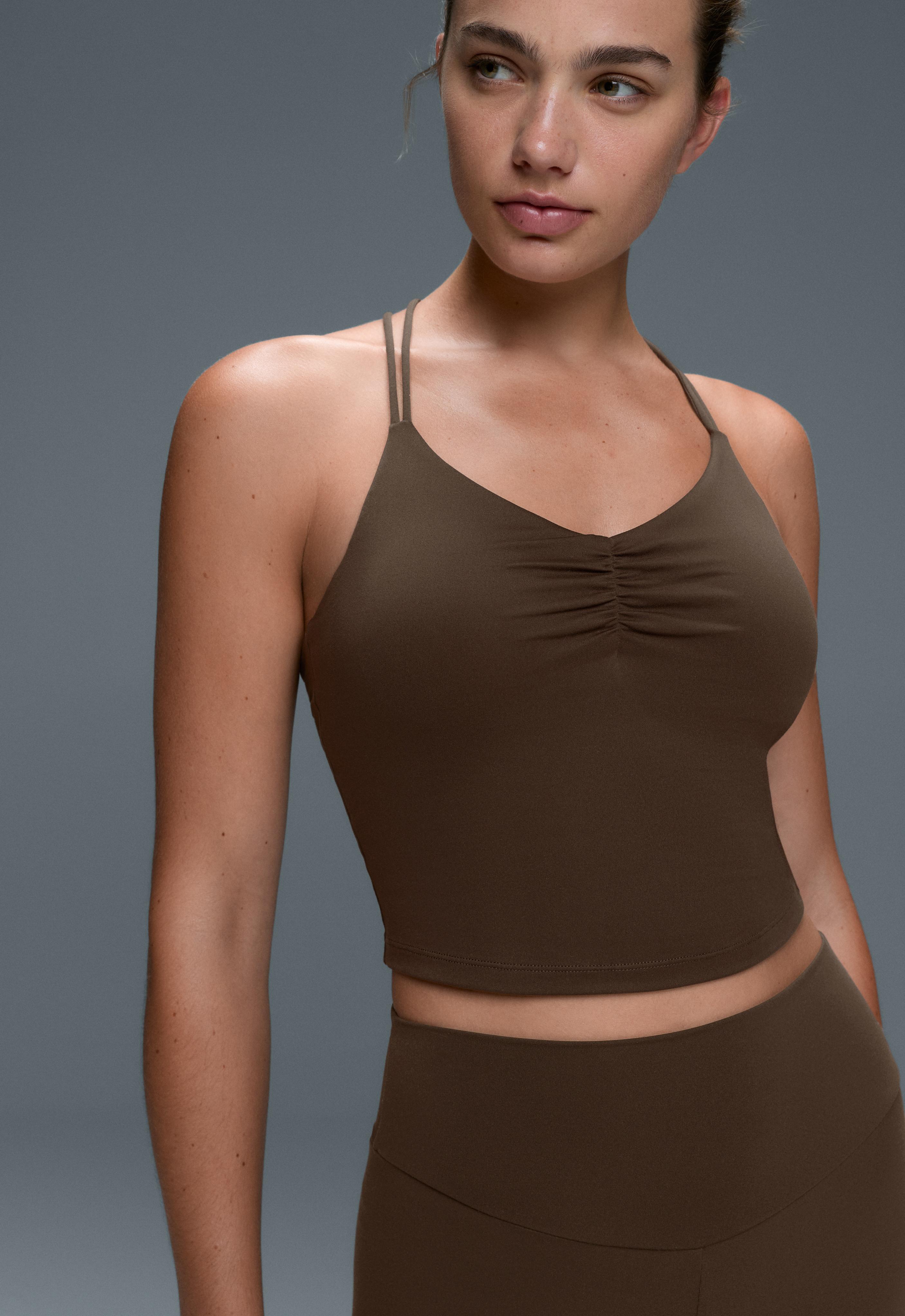 Comfortlux crossover strap tank top — DARK BROWN