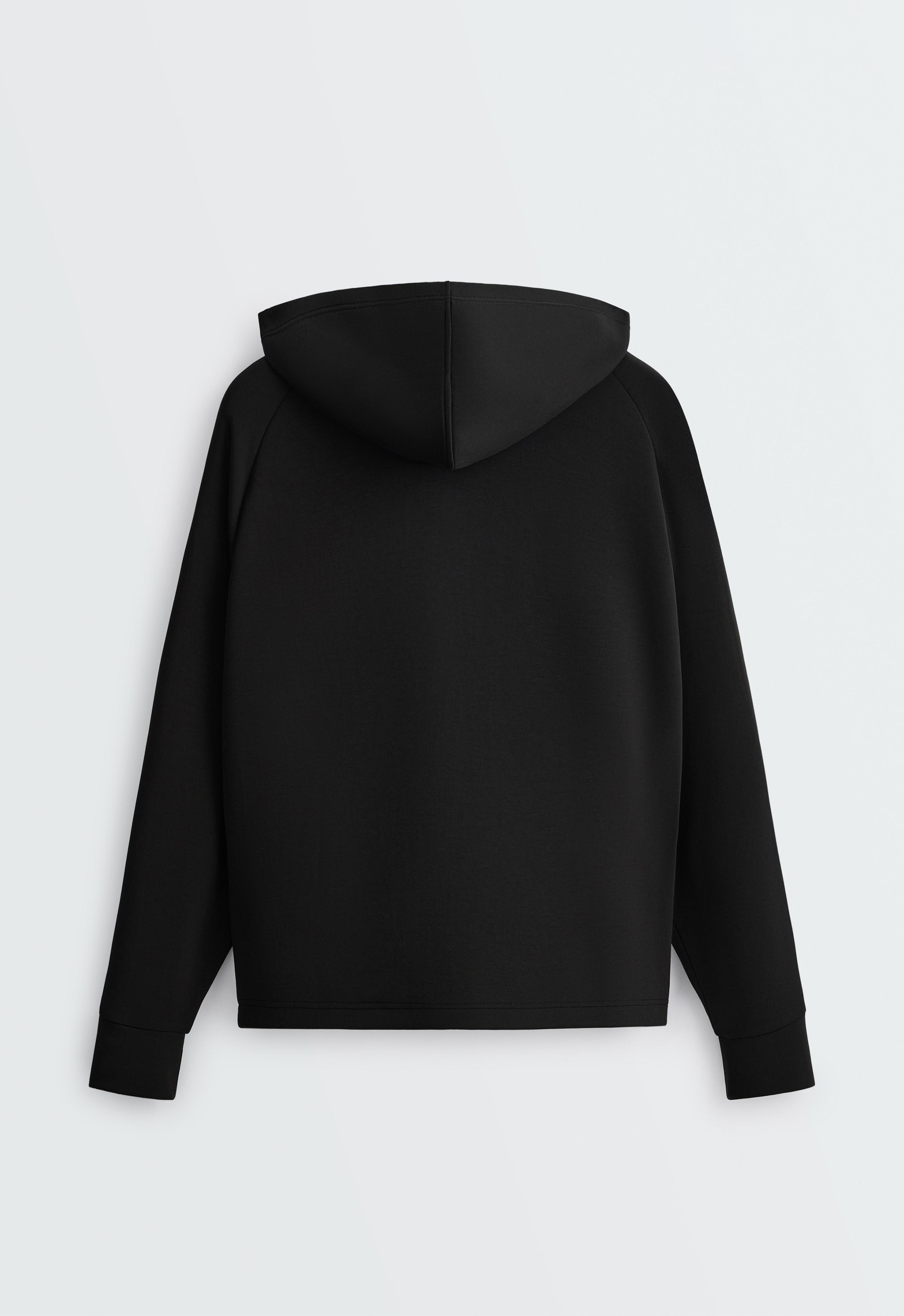 Hooded jacket with modal — BLACK