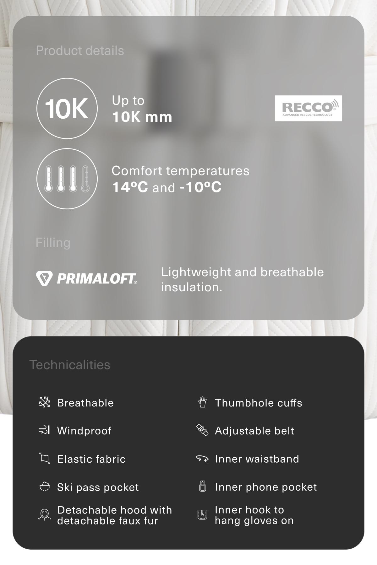 Primaloft® SKI water-resistant super-fitted jacket — WHITE 