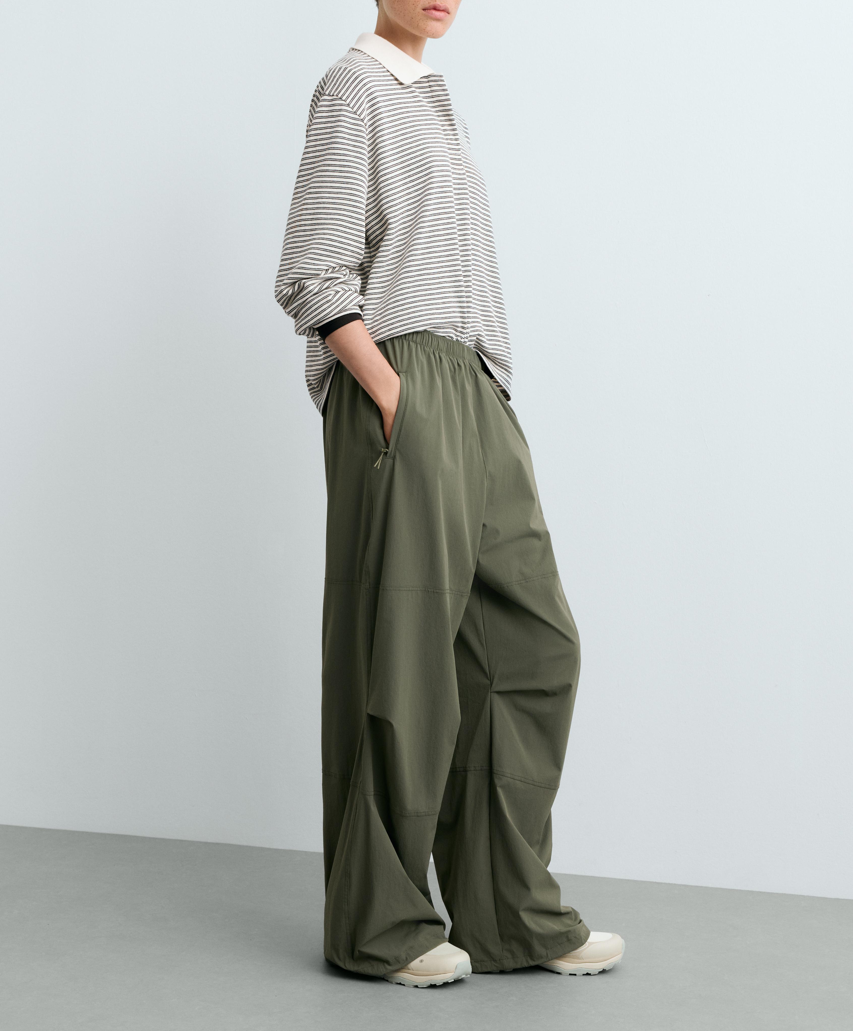 Adjustable technical wide-leg trousers — KHAKI