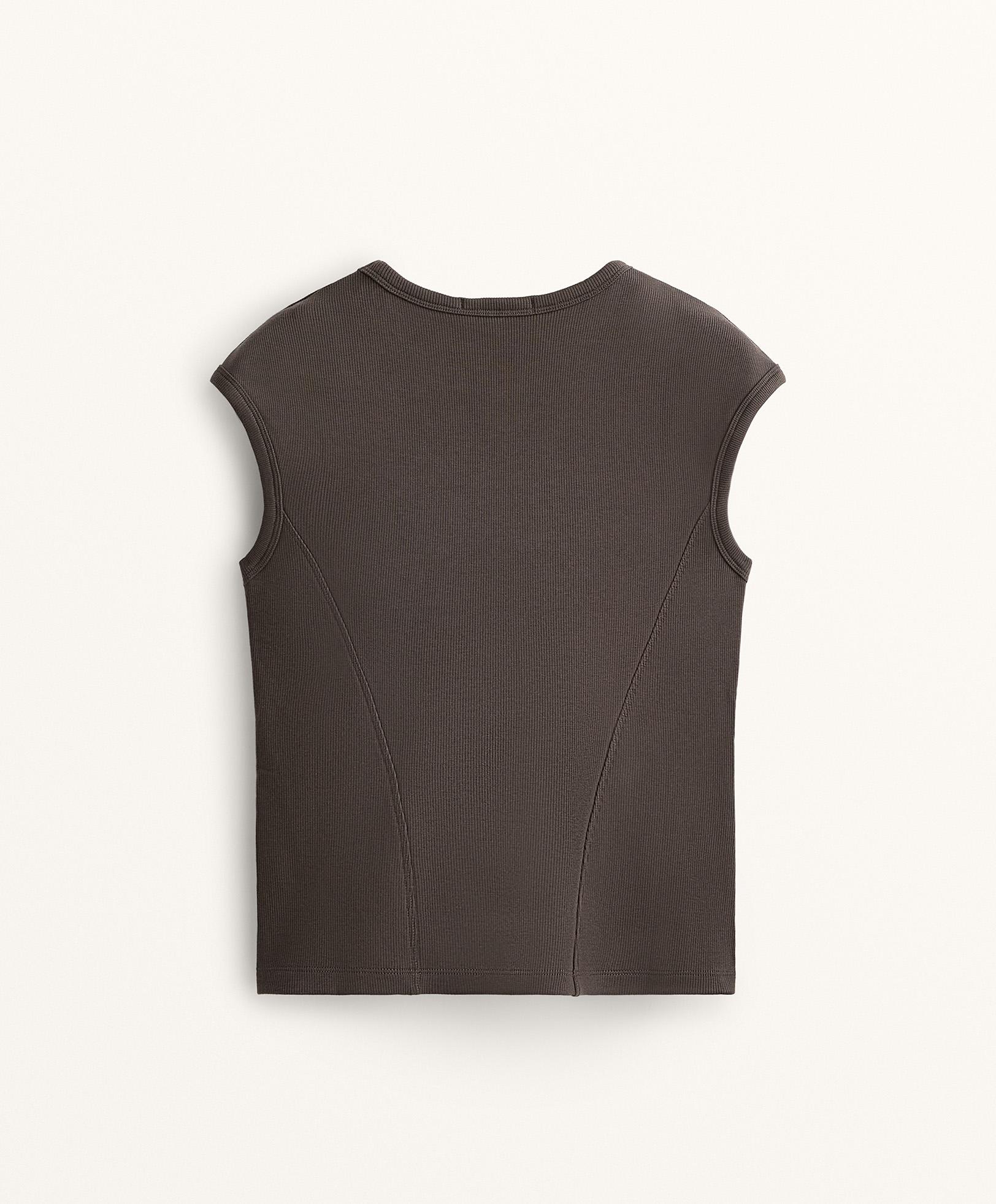 Short-sleeved rib top with cotton and modal