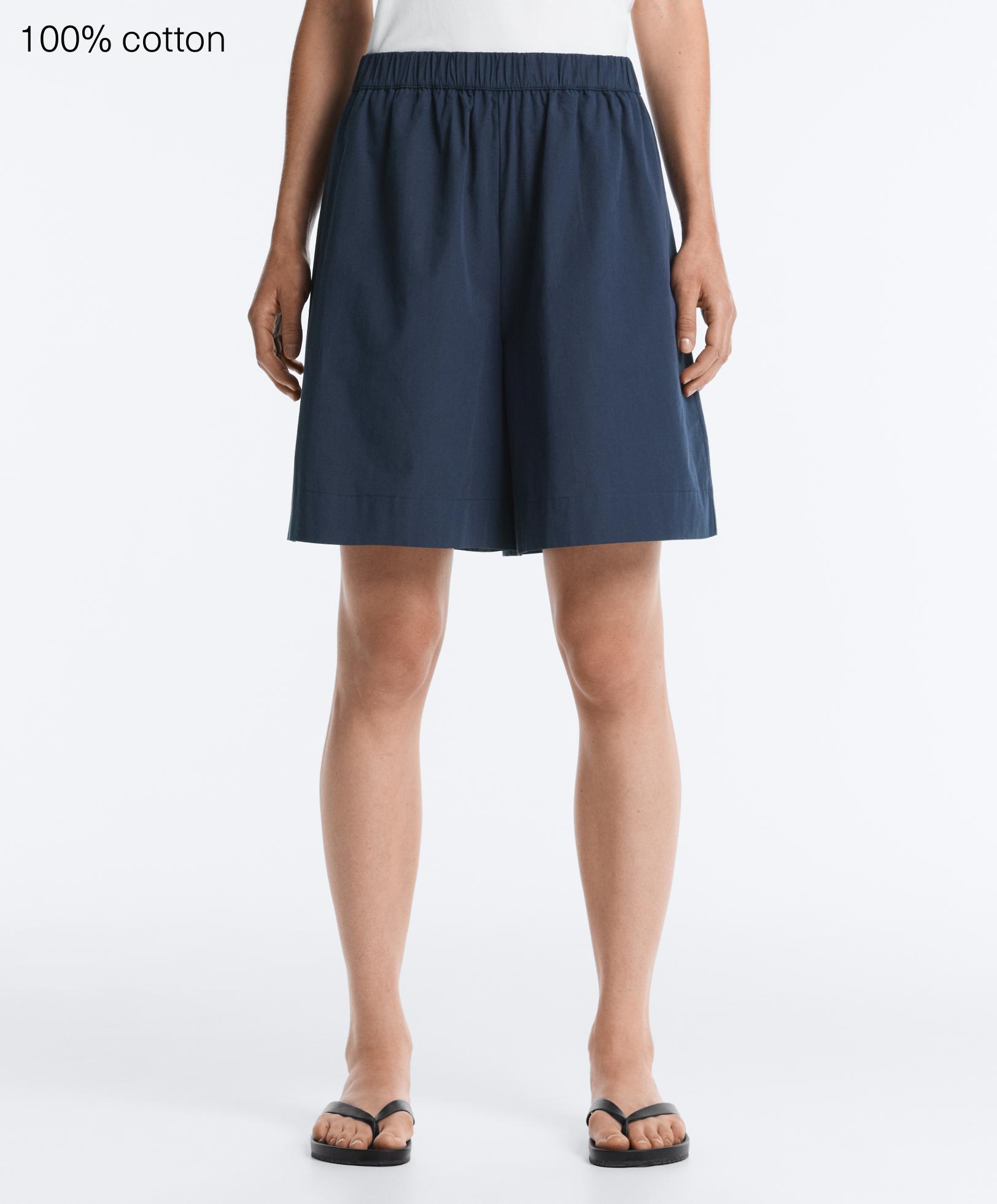 100% cotton Bermuda shorts — NAVY BLUE