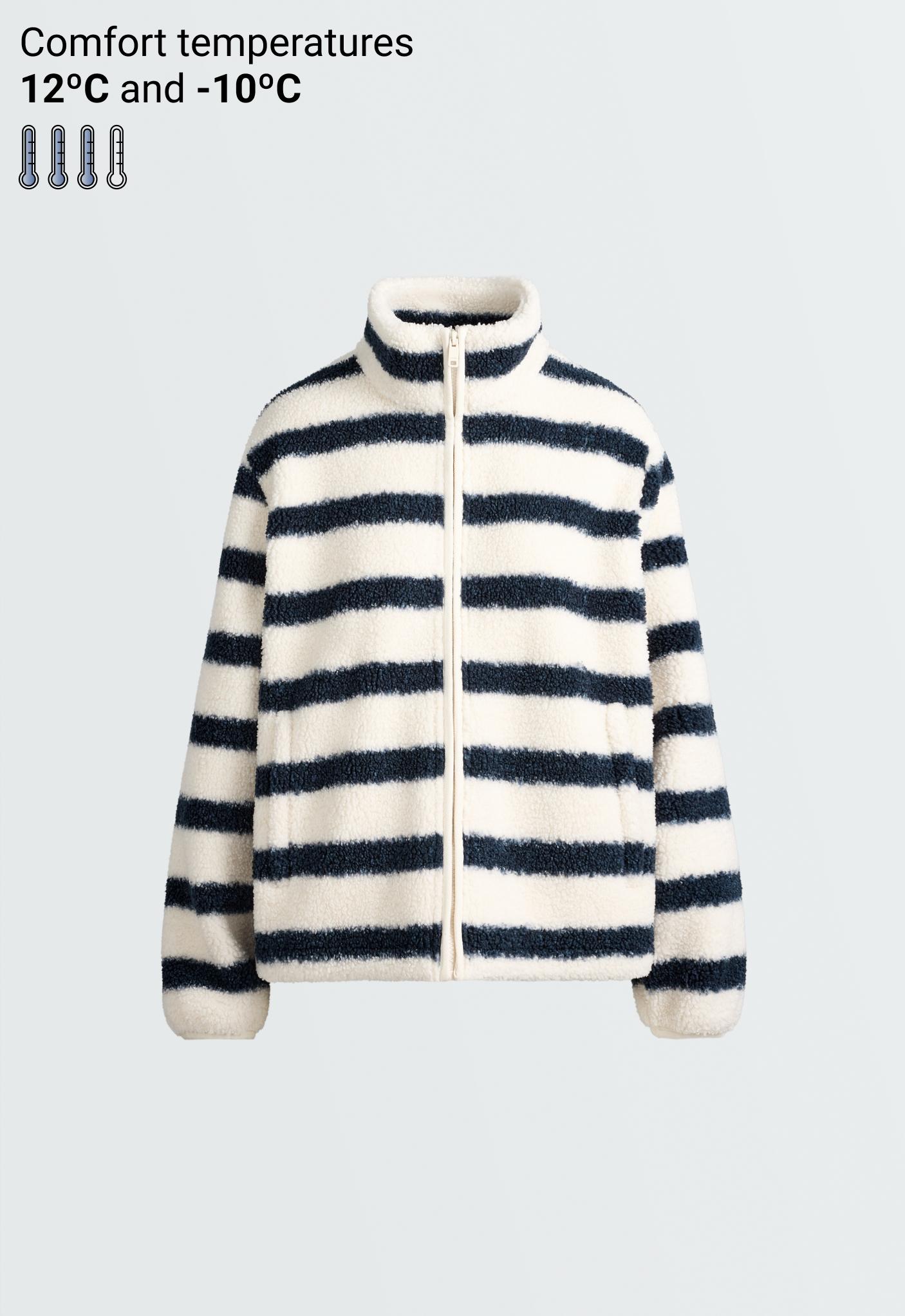 Striped faux-shearling jacket — NAVY BLUE
