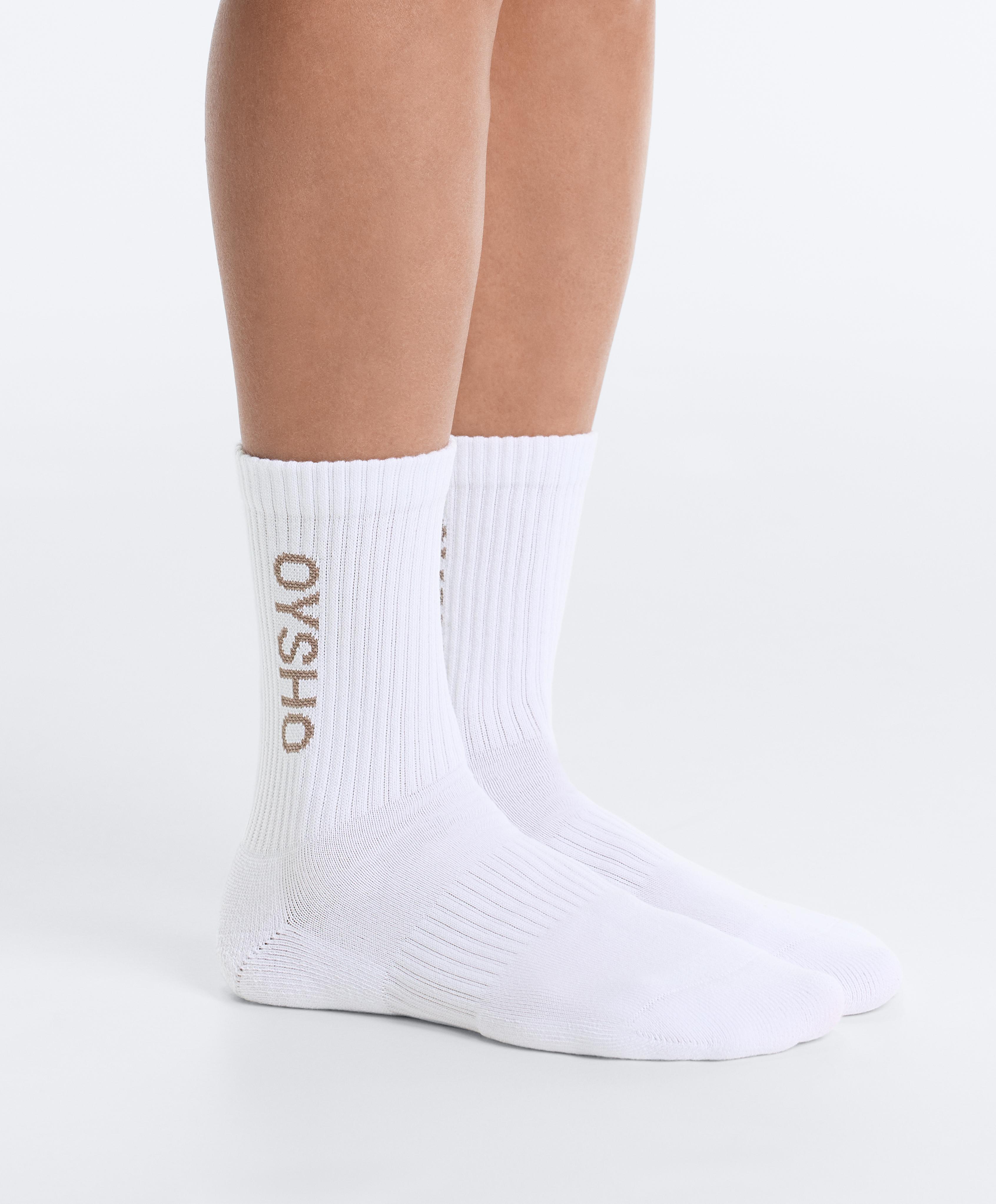 3 pairs of cotton blend classic socks — WHITE