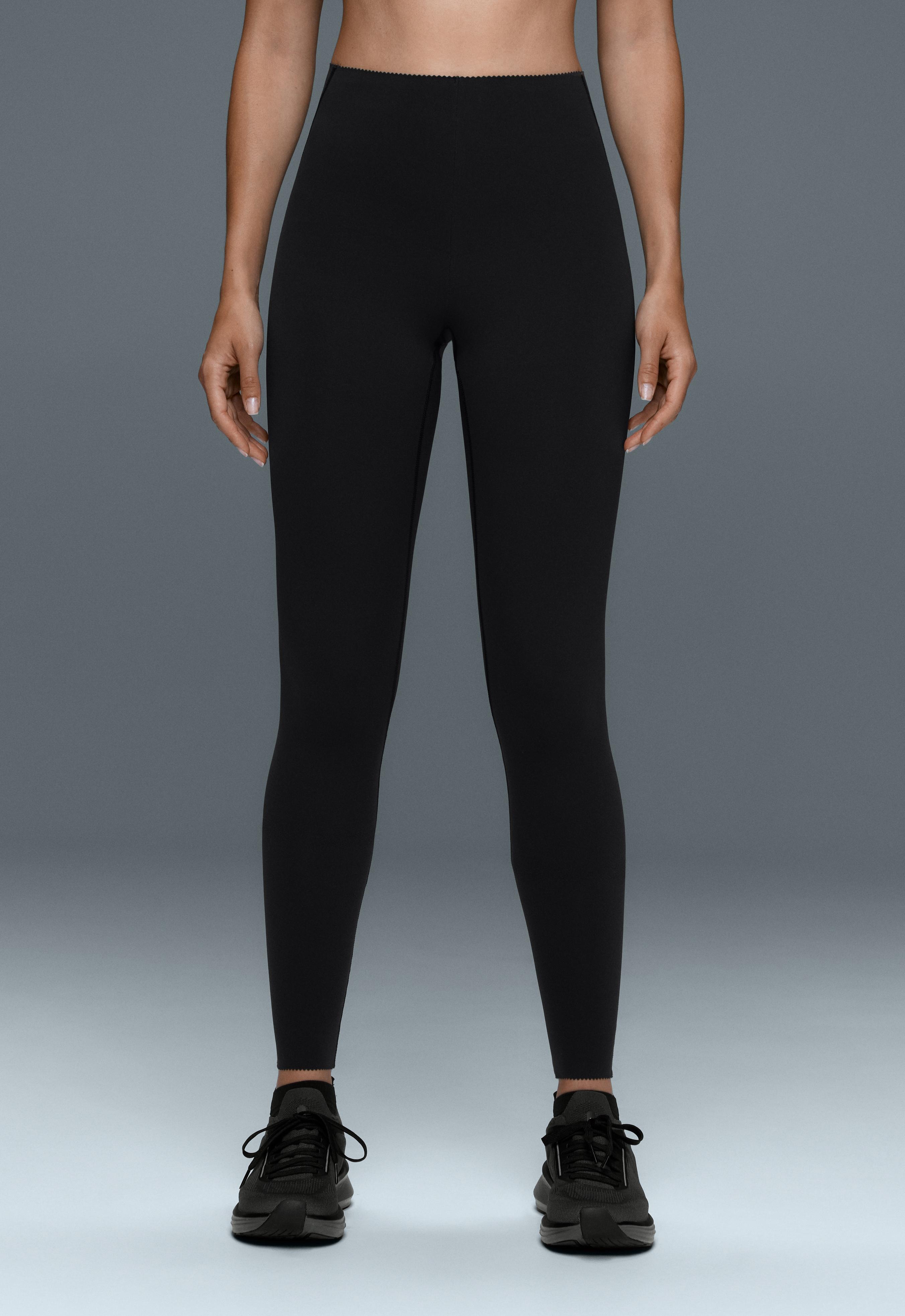 Compressive high-rise core-control ankle-length leggings — BLACK