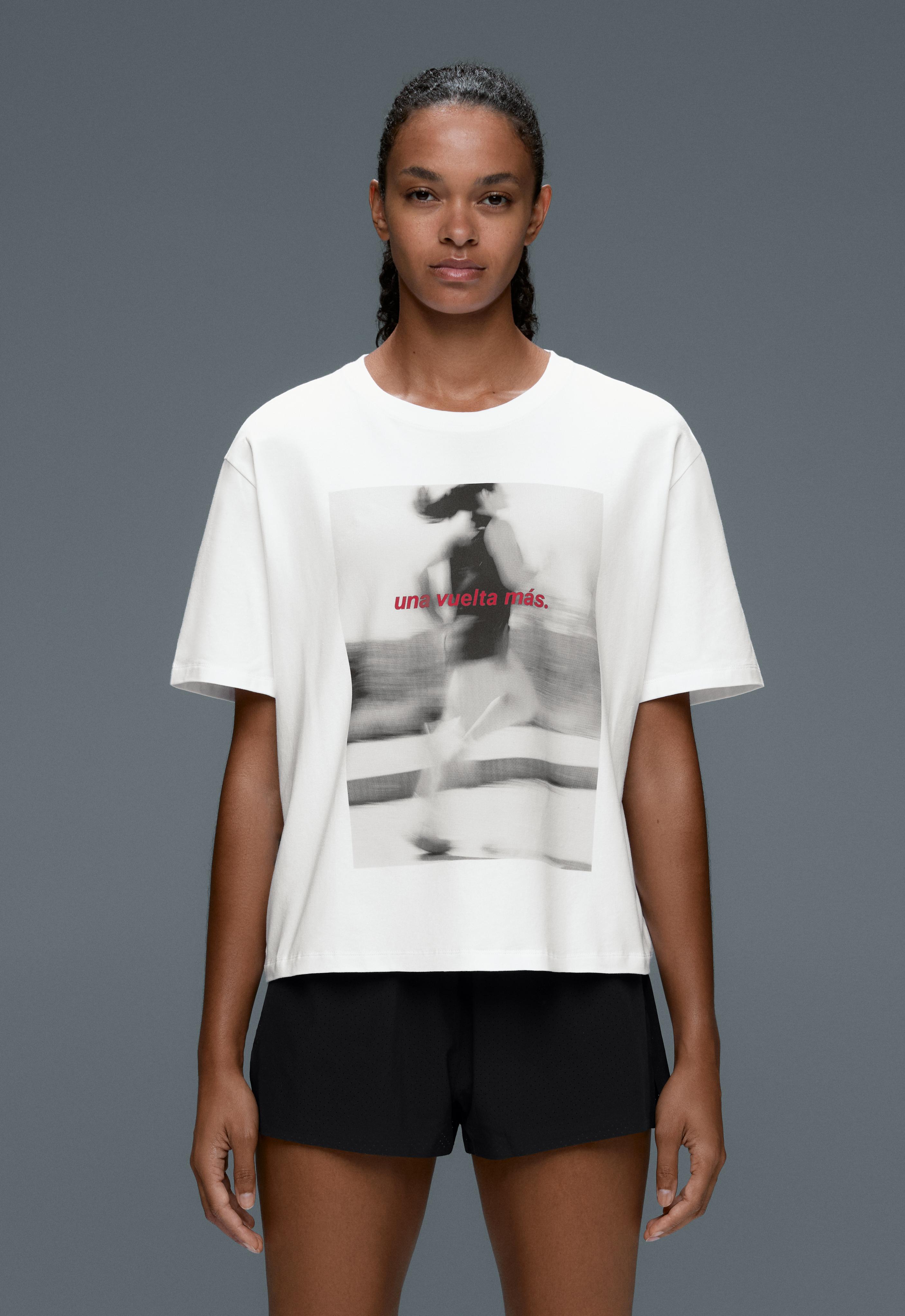 Boxy cropped cotton blend graphic T-shirt — WHITE 