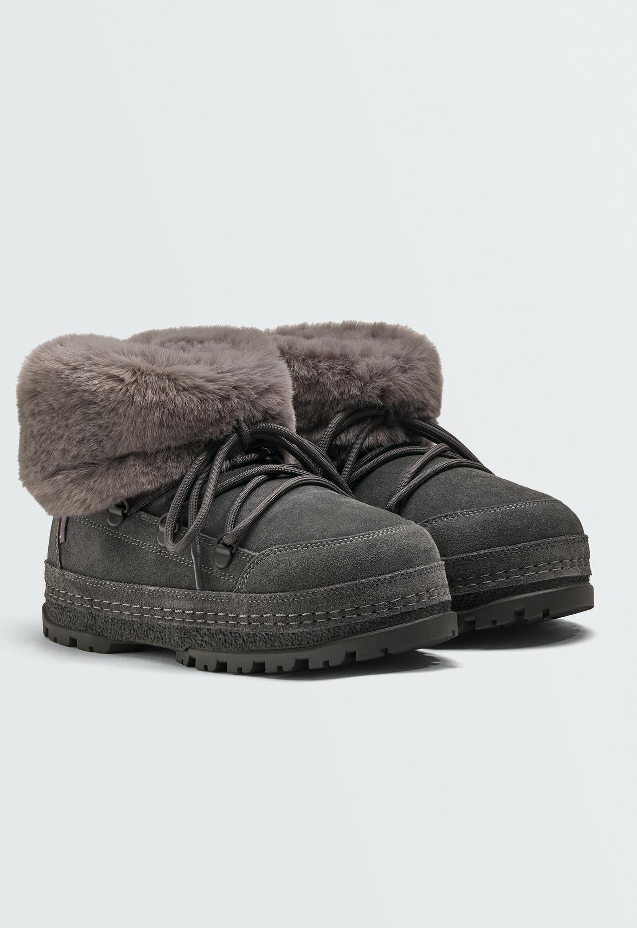 Technical suede lace-up boot — GREY