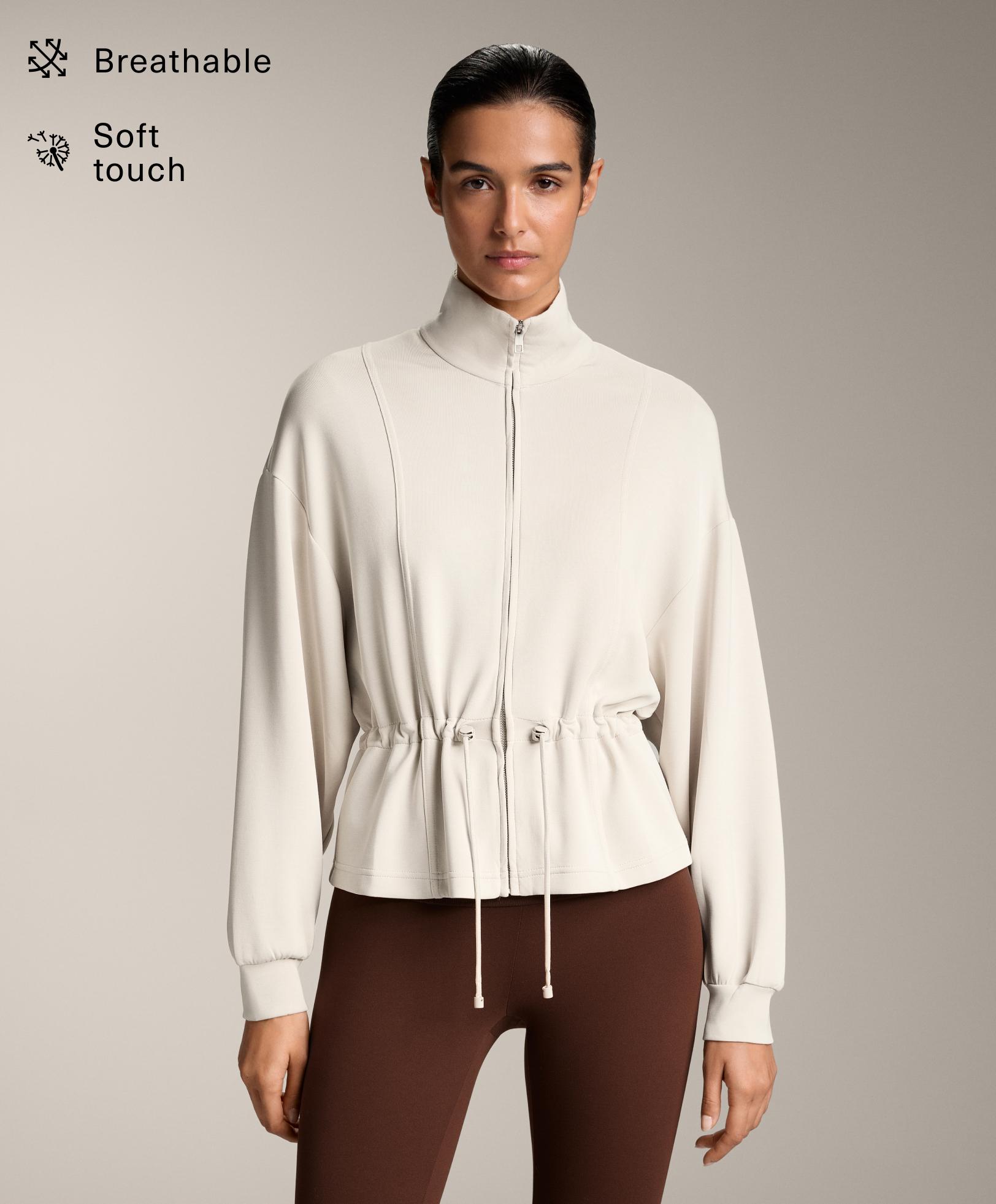 Adjustable waist jacket with soft-touch modal