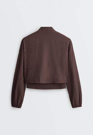 Pinstriped water-repellent technical jacket — CHOCOLATE 8