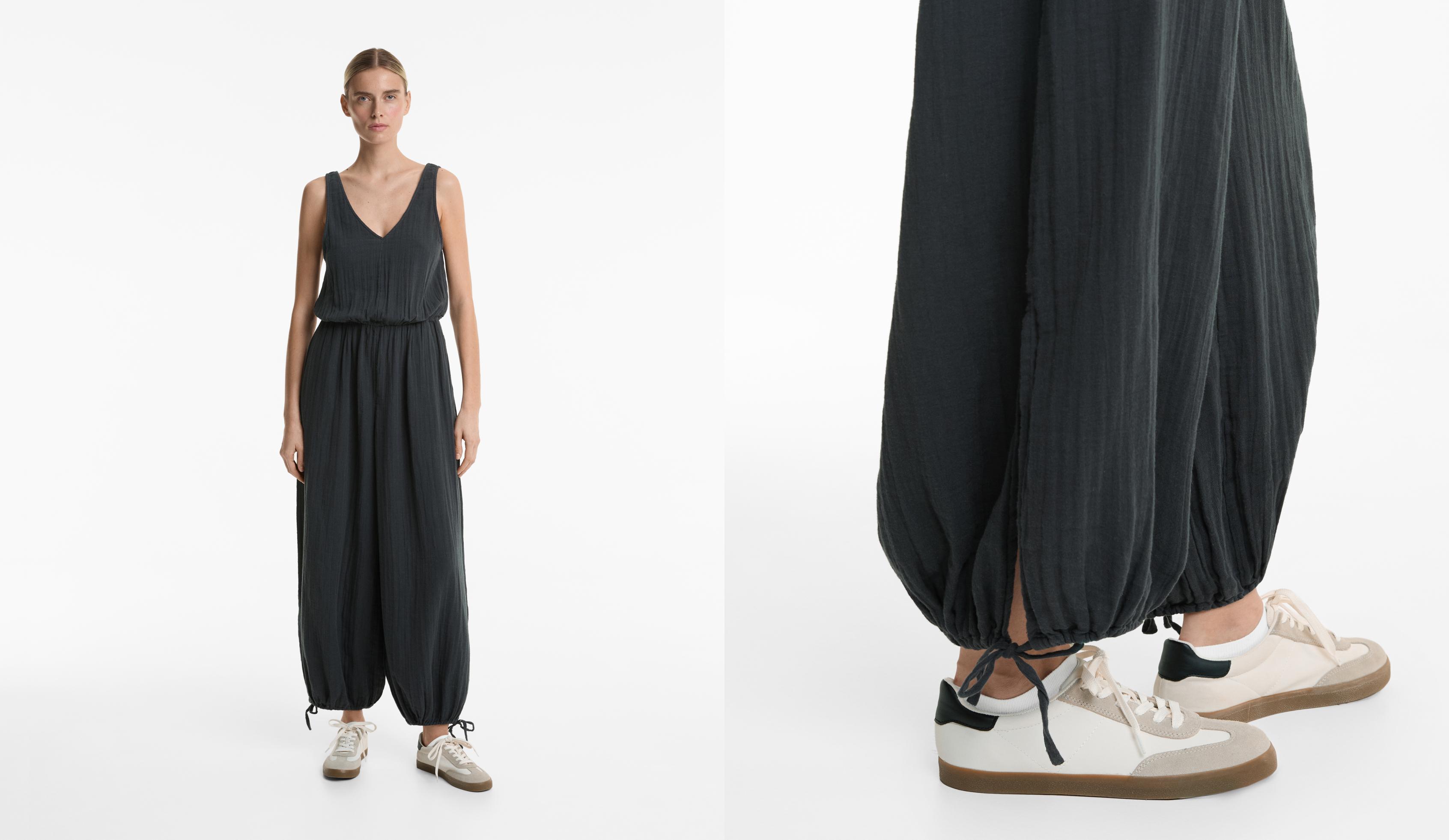 Wide balloon long jumpsuit in 100% cotton Wide balloon long jumpsuit in 100% cotton