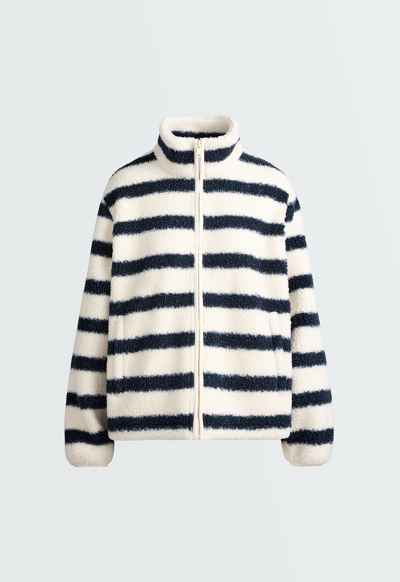 Striped faux-shearling jacket — NAVY BLUE