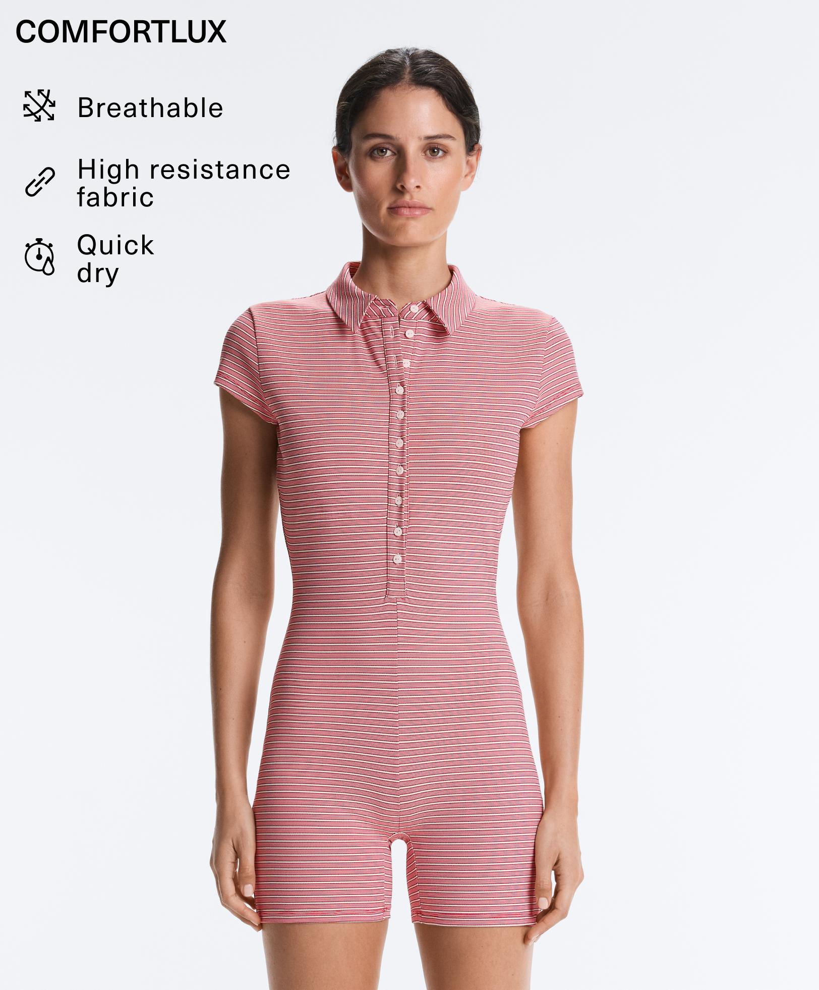 Comfortlux striped short jumpsuit