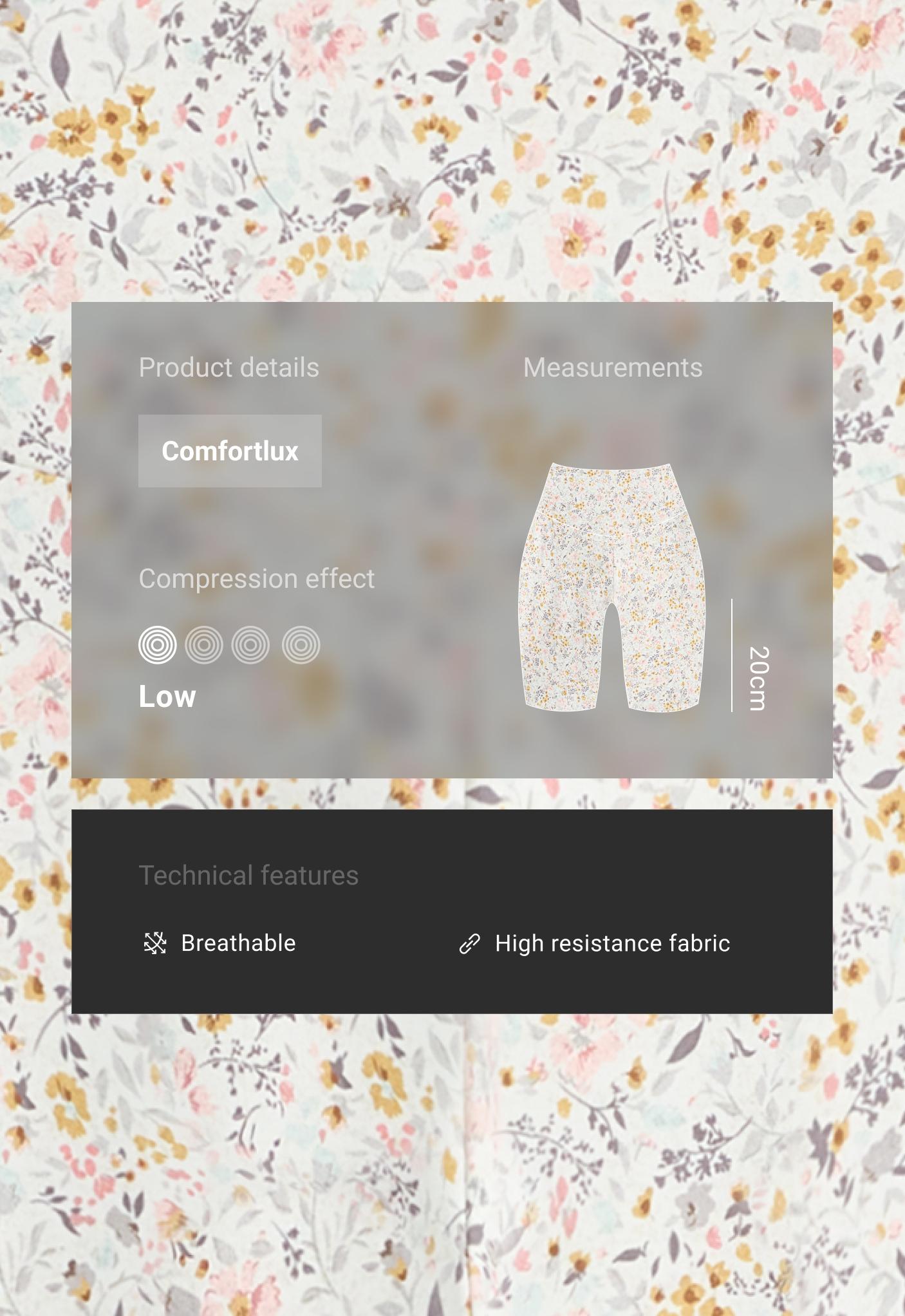 Comfortlux 20cm high-waisted floral biker leggings — PALE ECRU