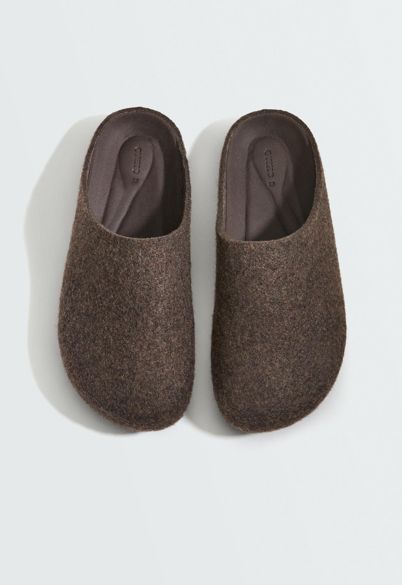 Felt Mule Clog — BROWN