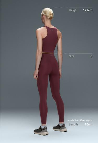 Ankle-length high rise Compressive core control leggings — BURGUNDY 5