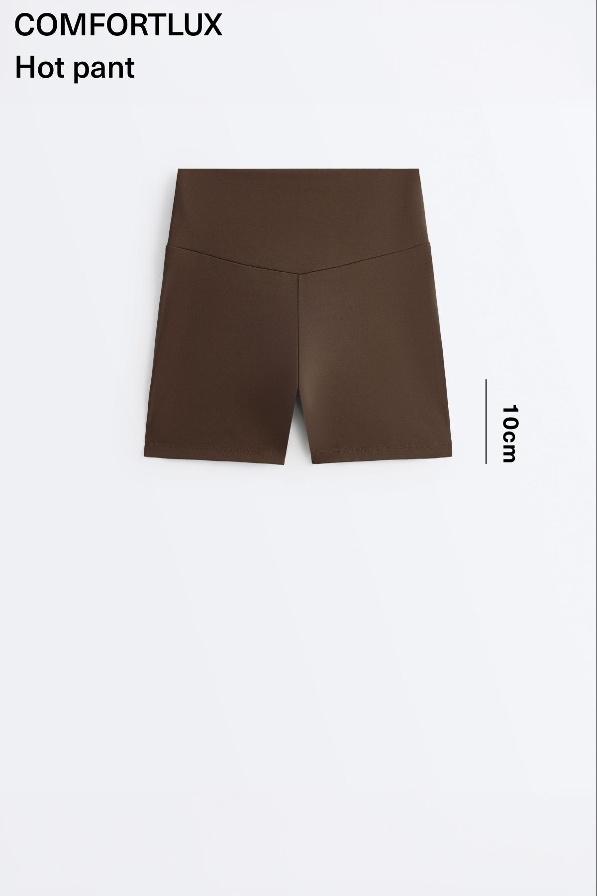 Comfortlux high-waisted 10cm hot pants — DARK BROWN