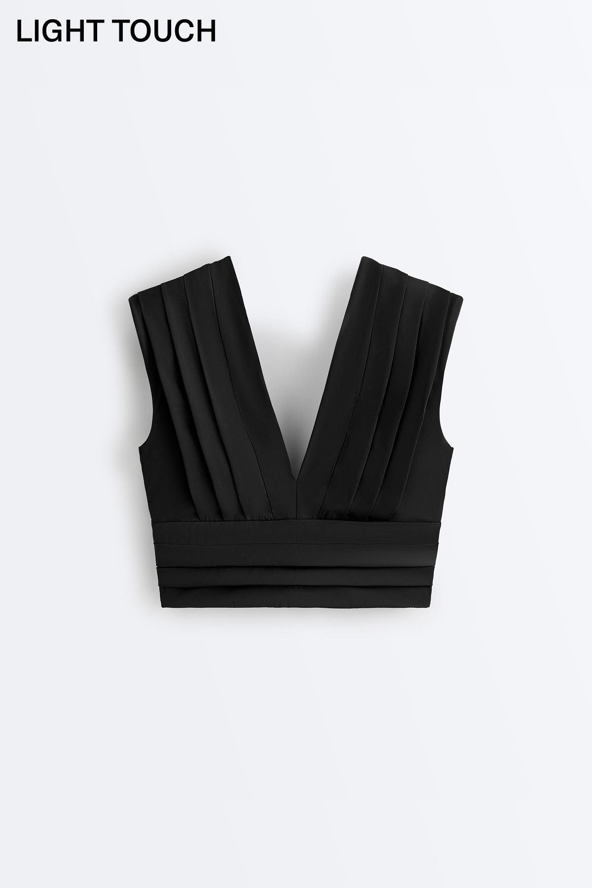 Light Touch pleated tank top — BLACK