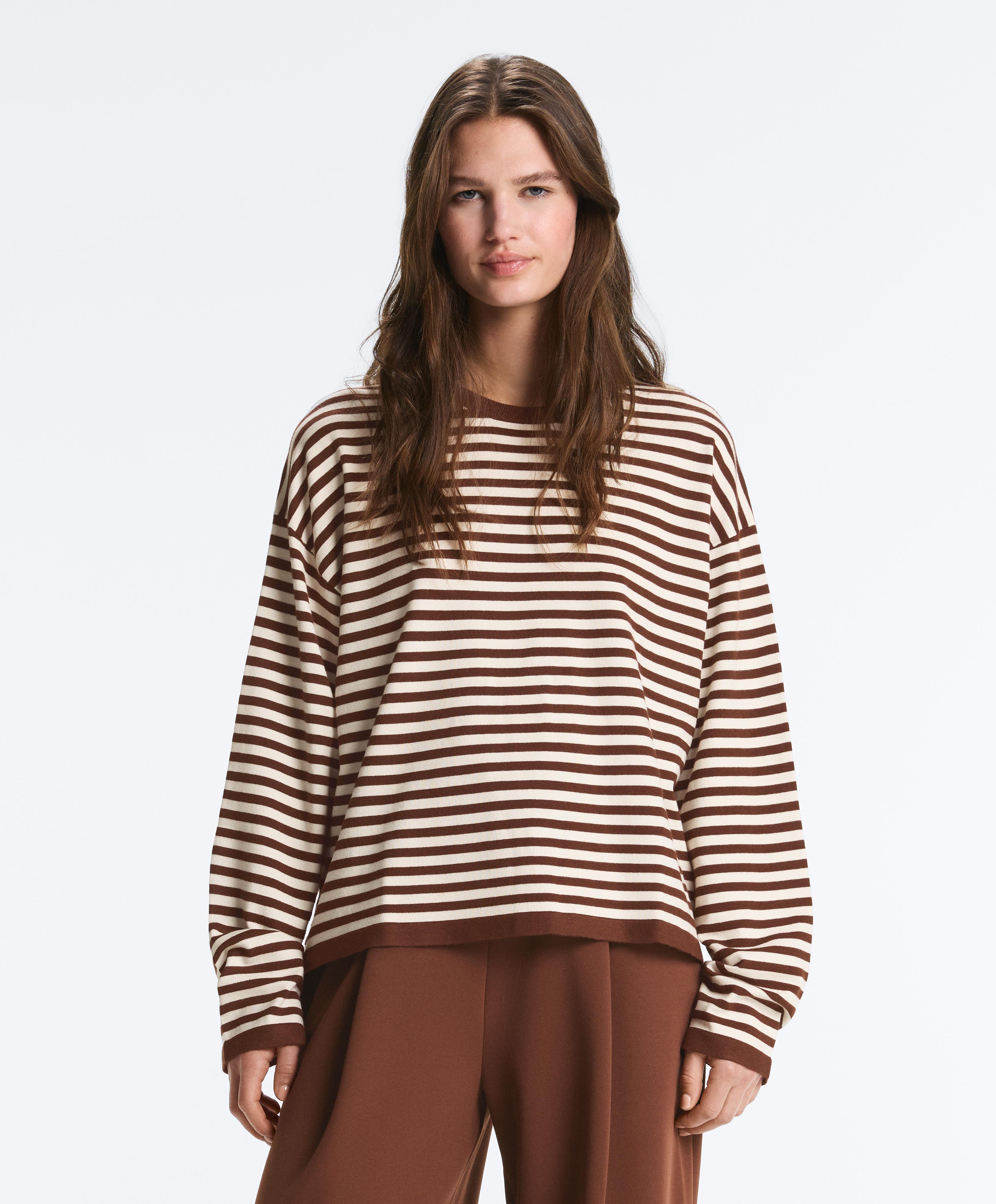 Striped long-sleeved jumper — PALE ECRU