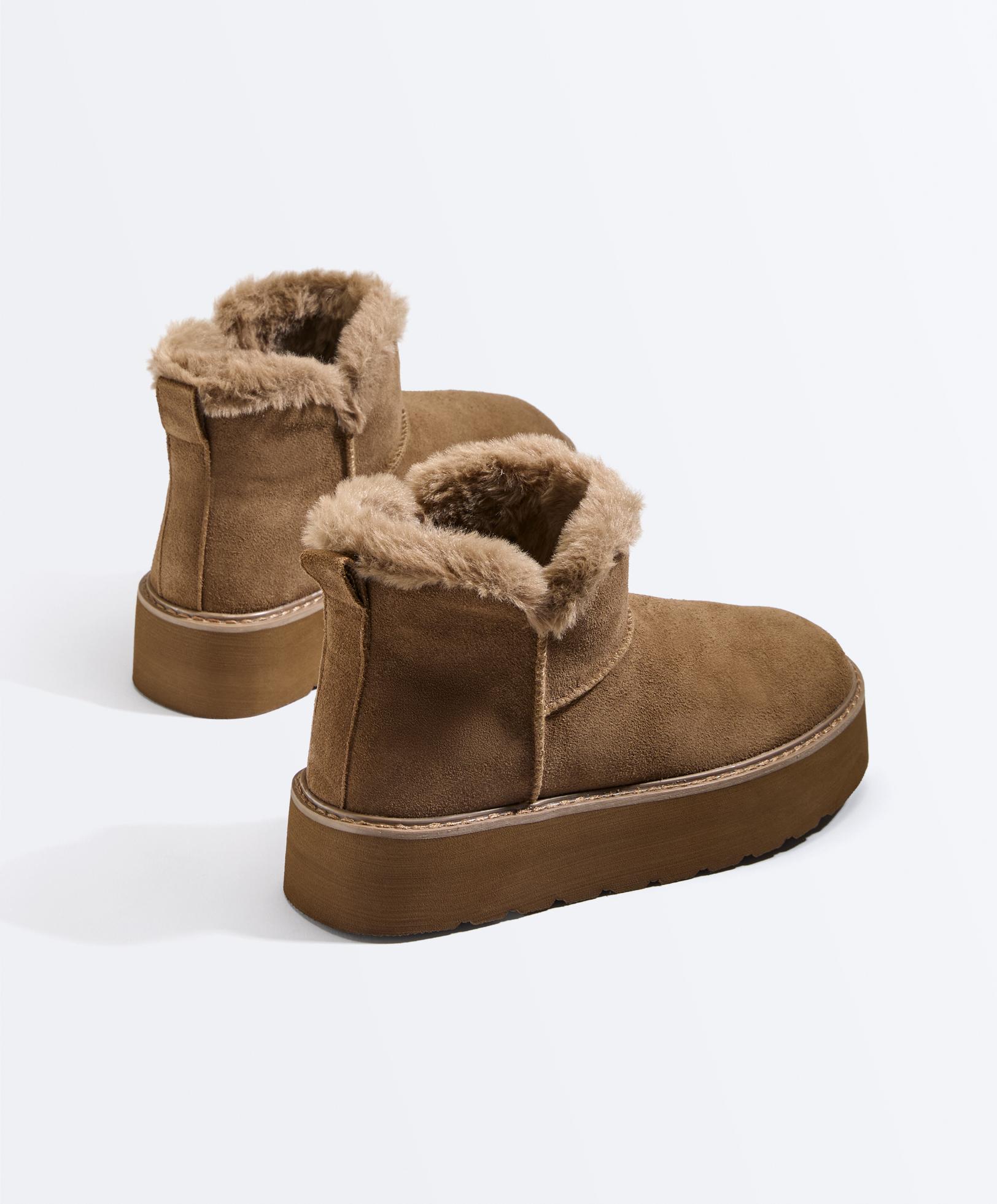 Leather platform boot | OYSHO România