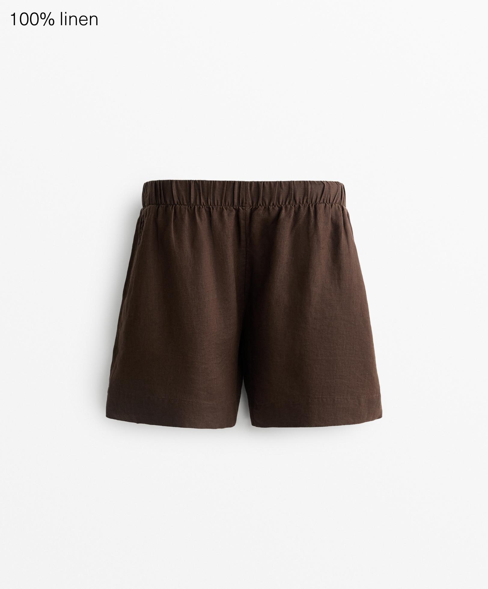 %100 keten bermuda