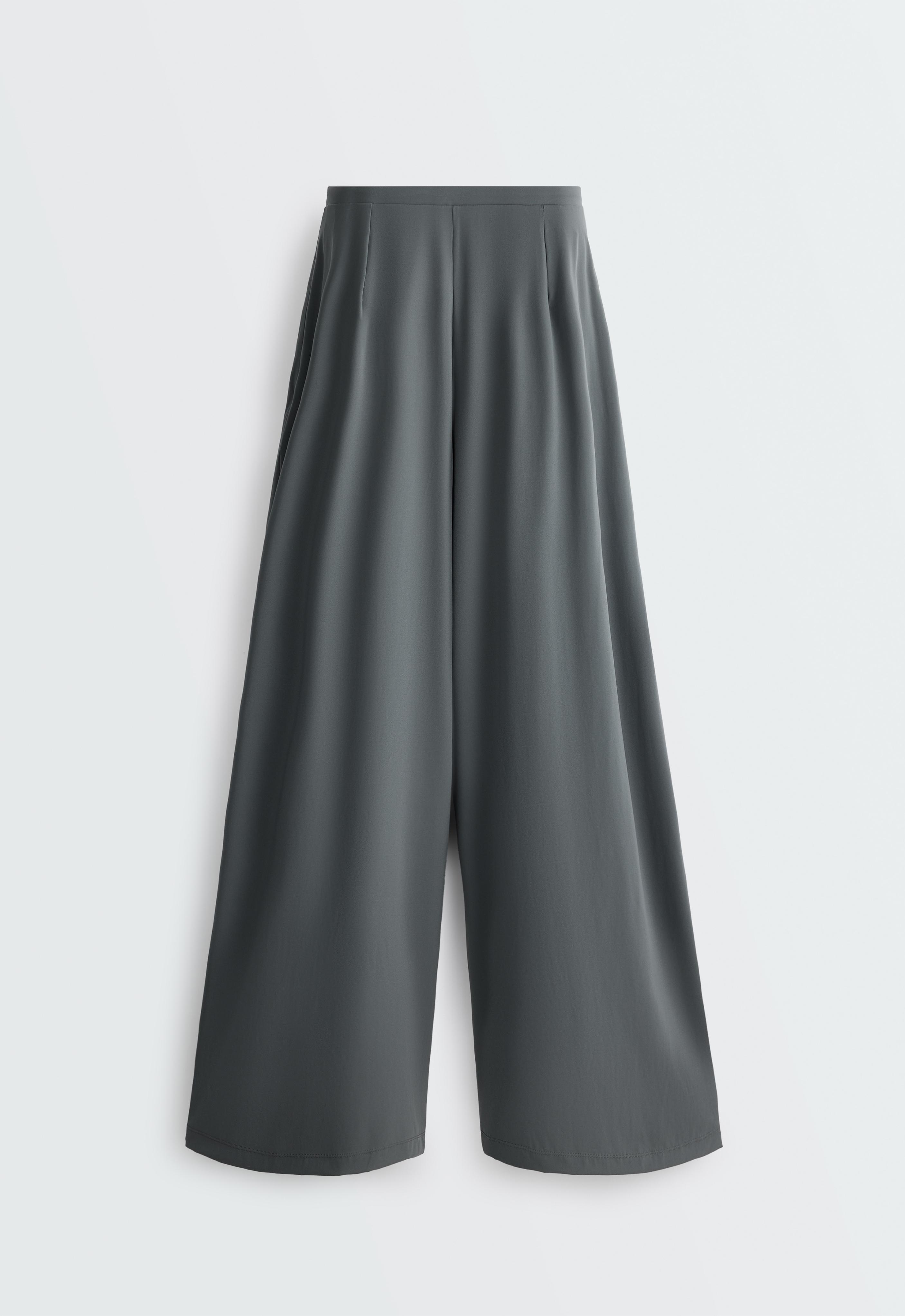 Light Touch wide-leg trousers with darts — STEEL GREY