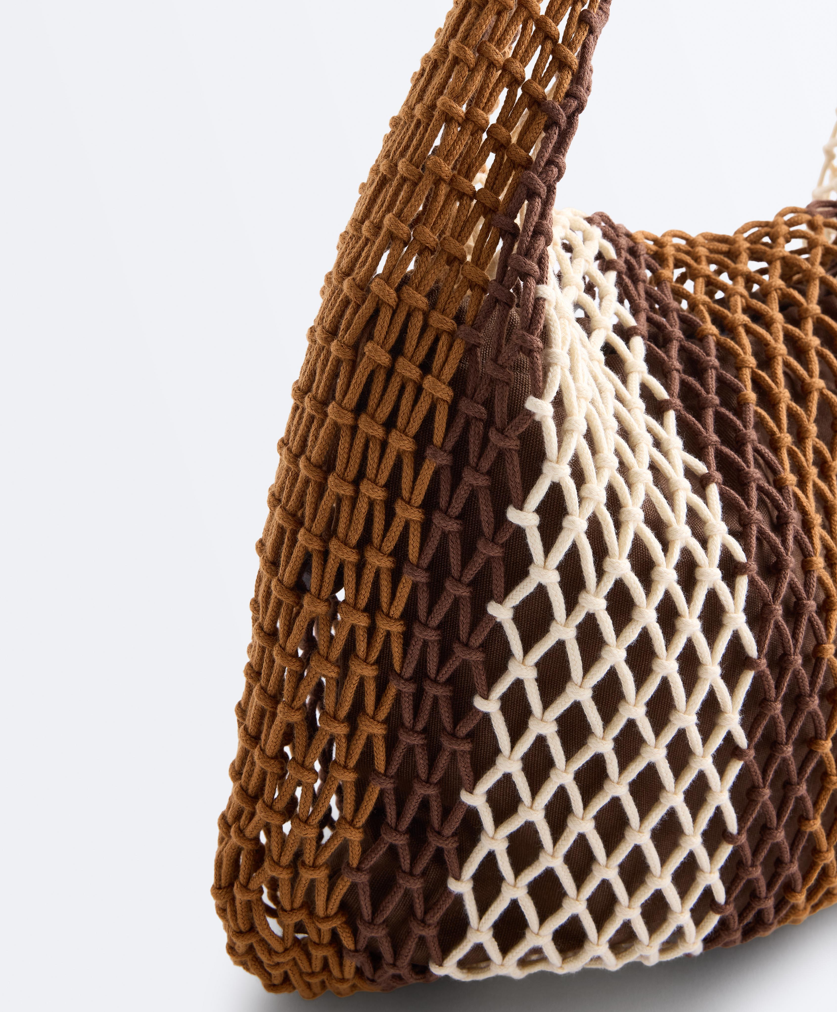 Striped mesh bag — TOFFEE