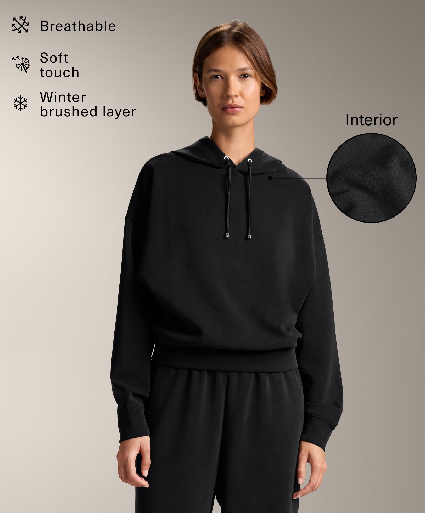 Boxy hoodie with brushed modal
