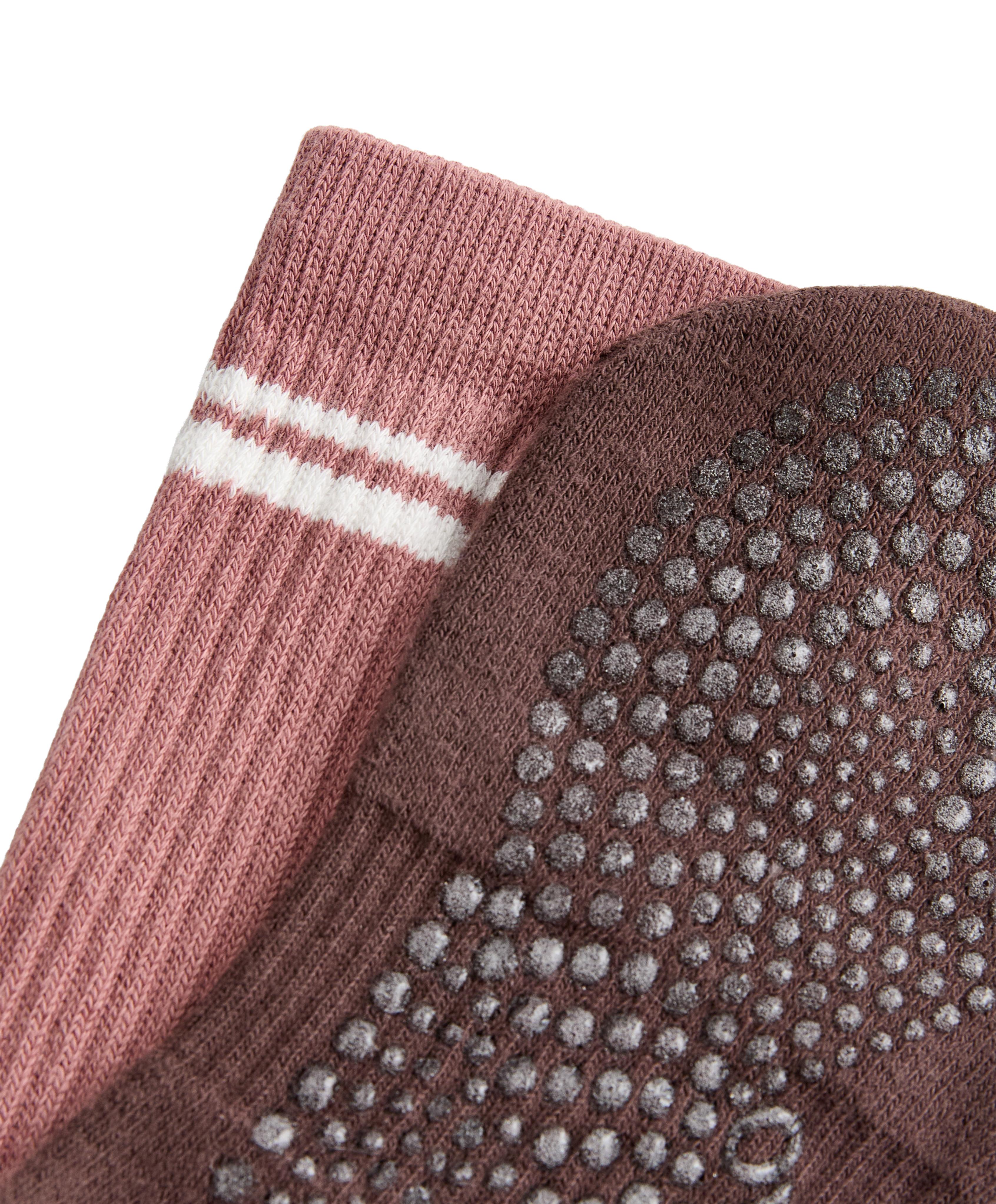 2 pairs of Classic cotton blend yoga and Pilates socks — CHOCOLATE