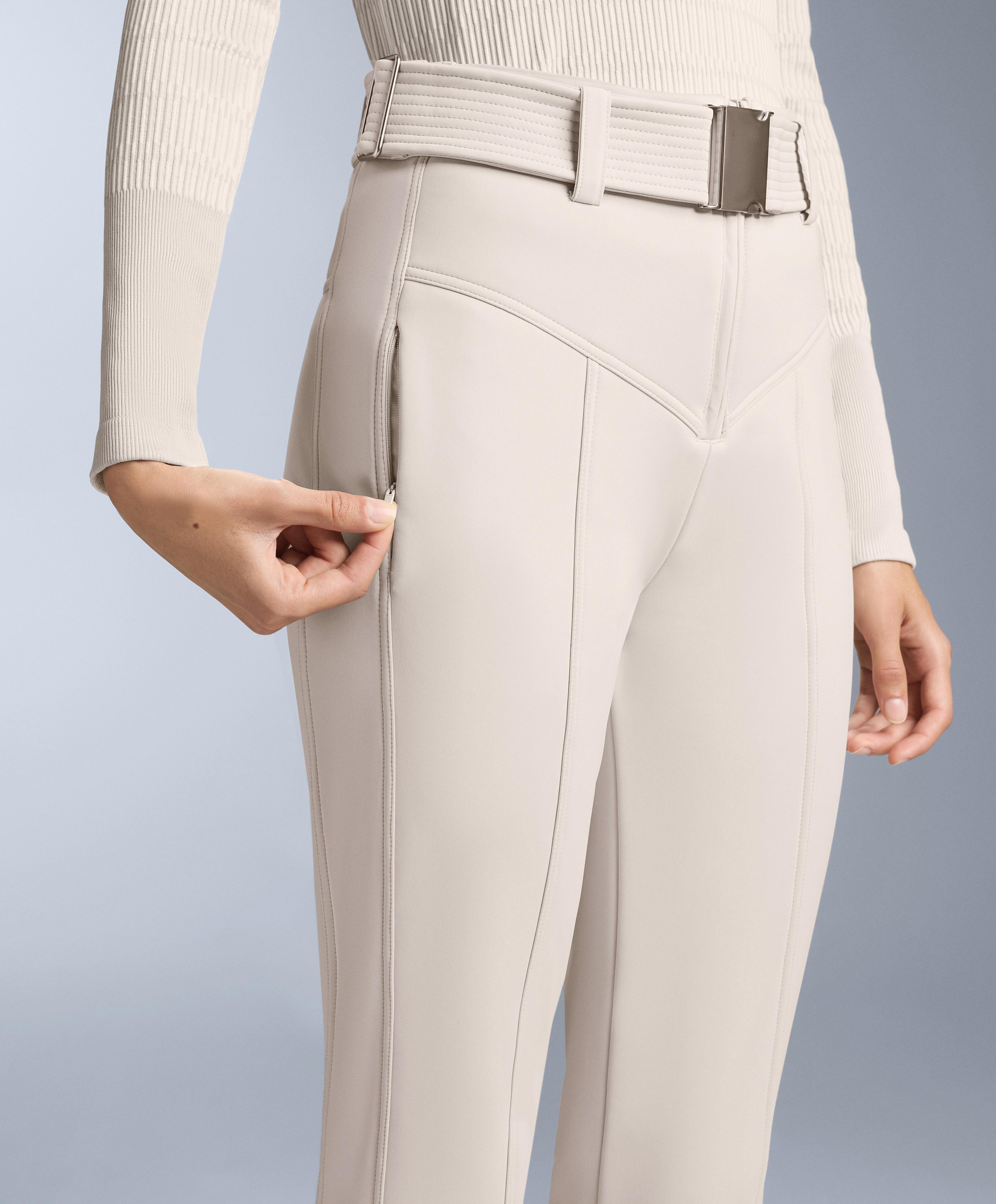 Water-resistant high-rise flare stretch SKI trousers — PALE MINK