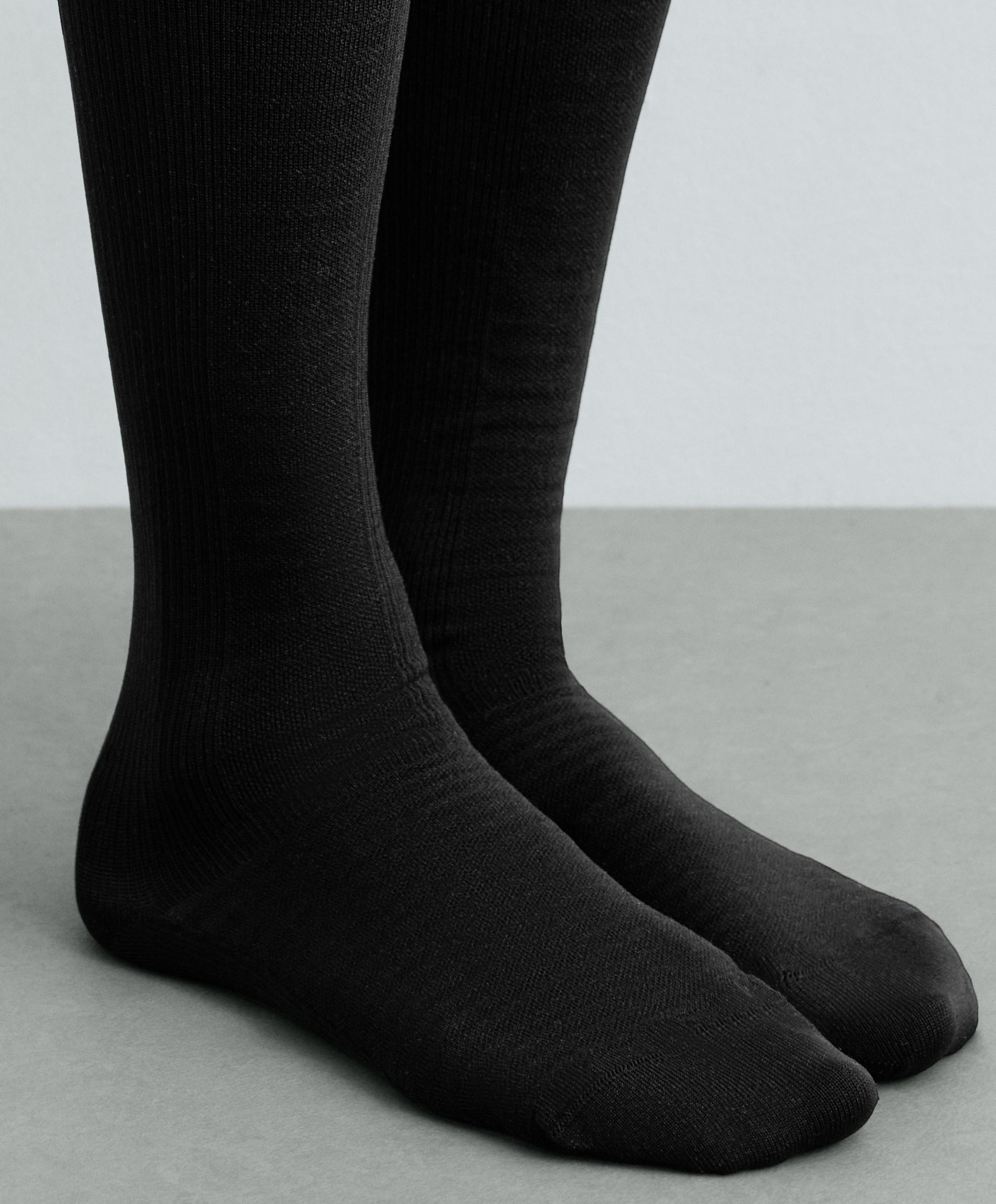 Knee-high polyamide blend socks — BLACK