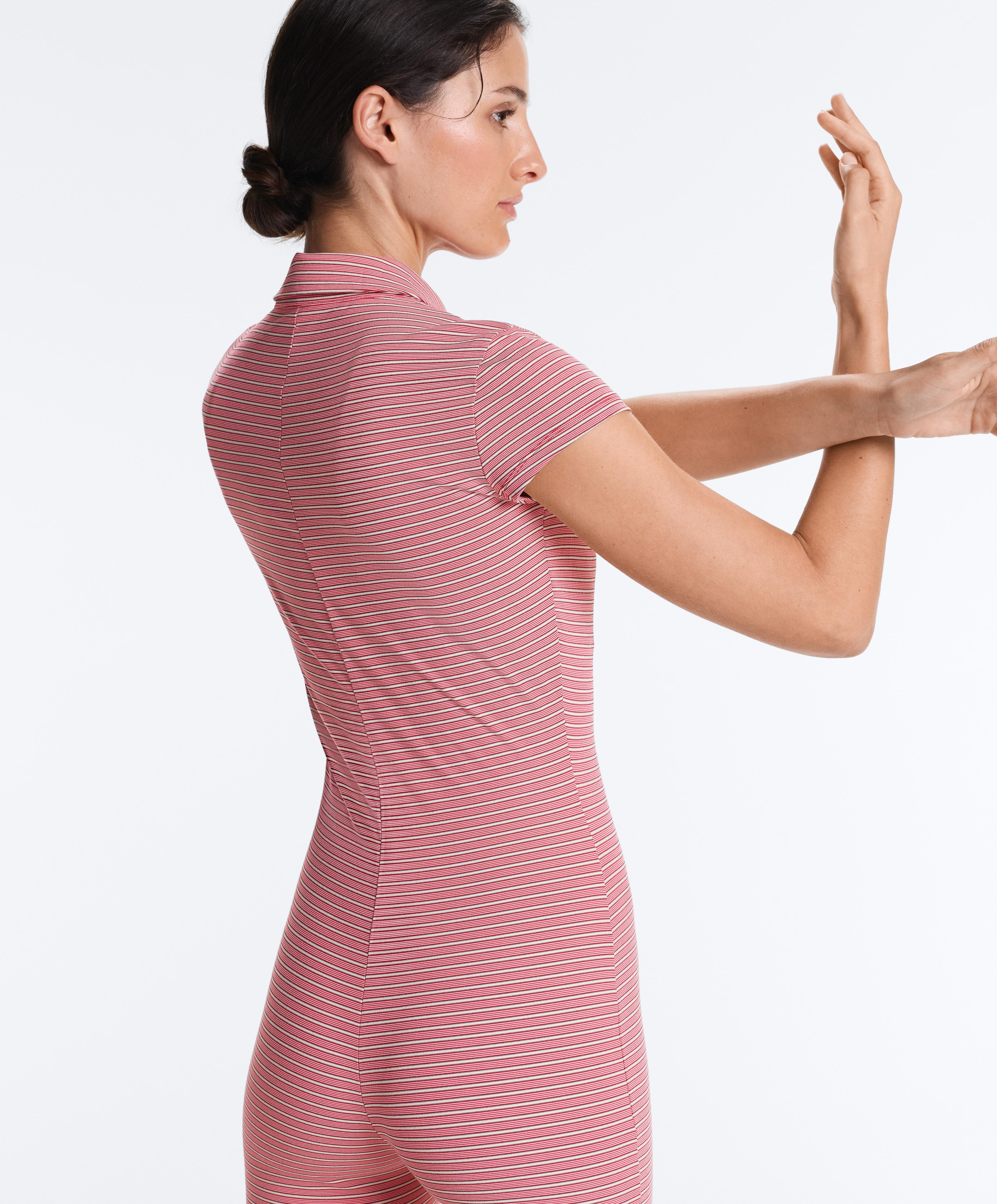 Comfortlux striped short jumpsuit — RED