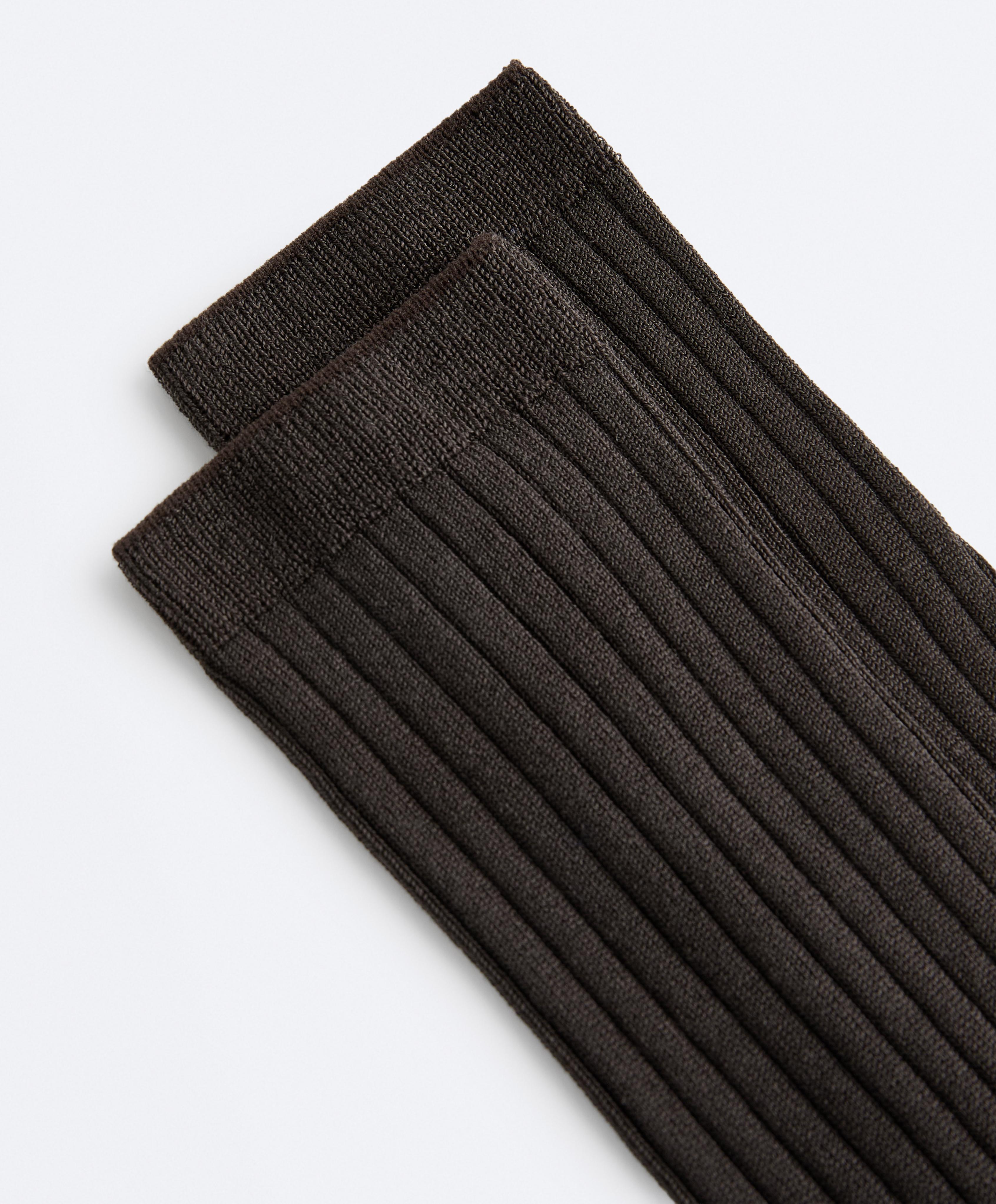 Classic Rib silk blend sock — CHOCOLATE      