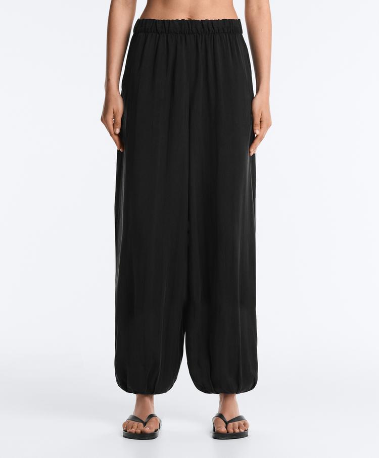 100% cupro trousers — BLACK