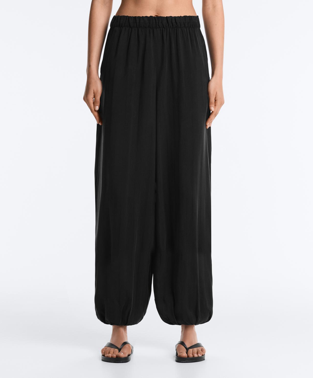 100% cupro trousers — BLACK