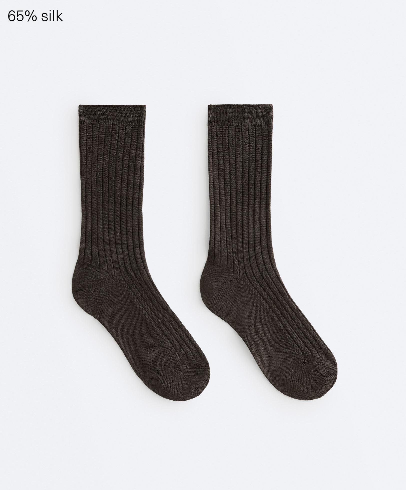 Classic Rib silk blend sock — CHOCOLATE      