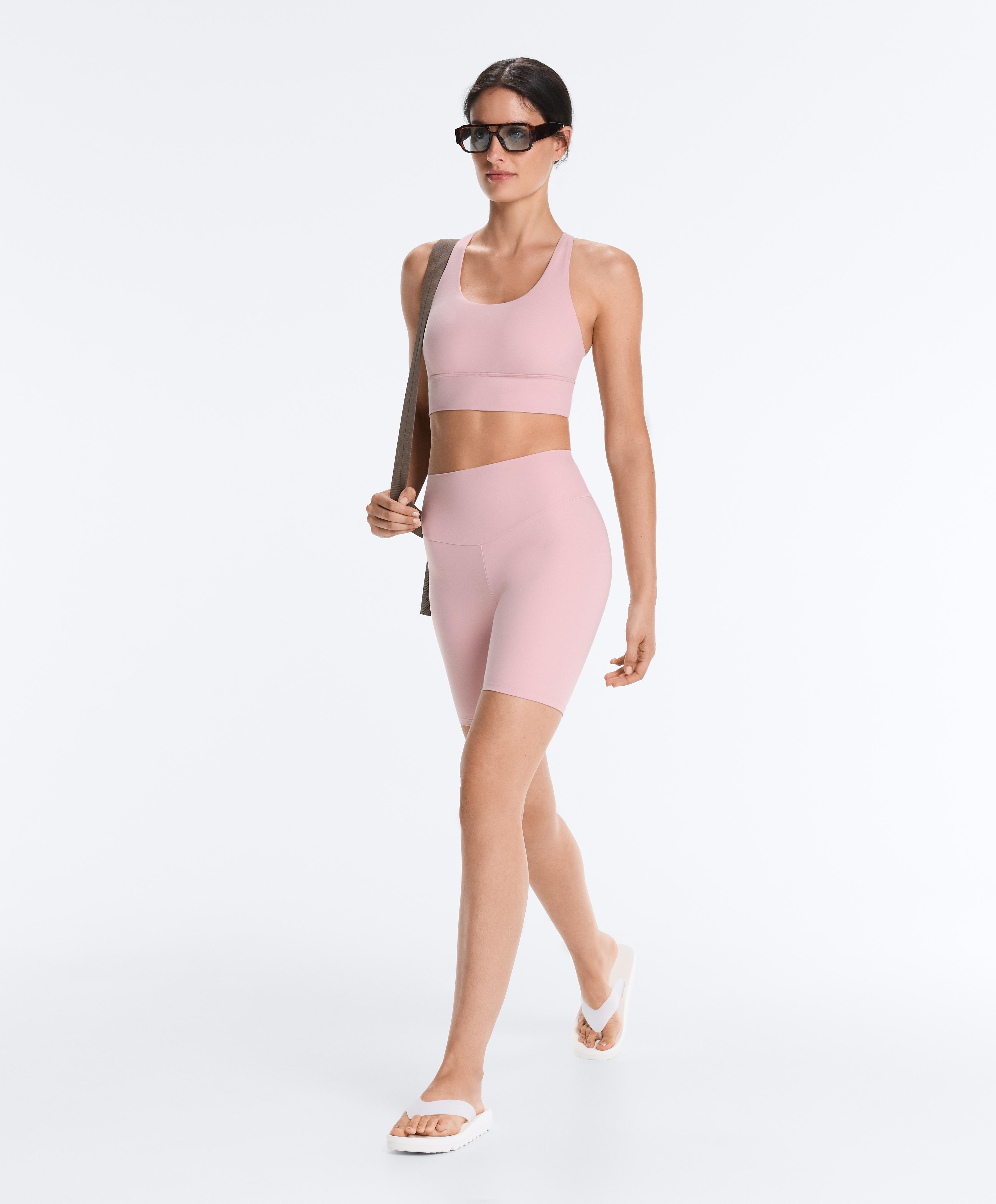 Comfortlux high-rise 20cm biker leggings — PALE PINK