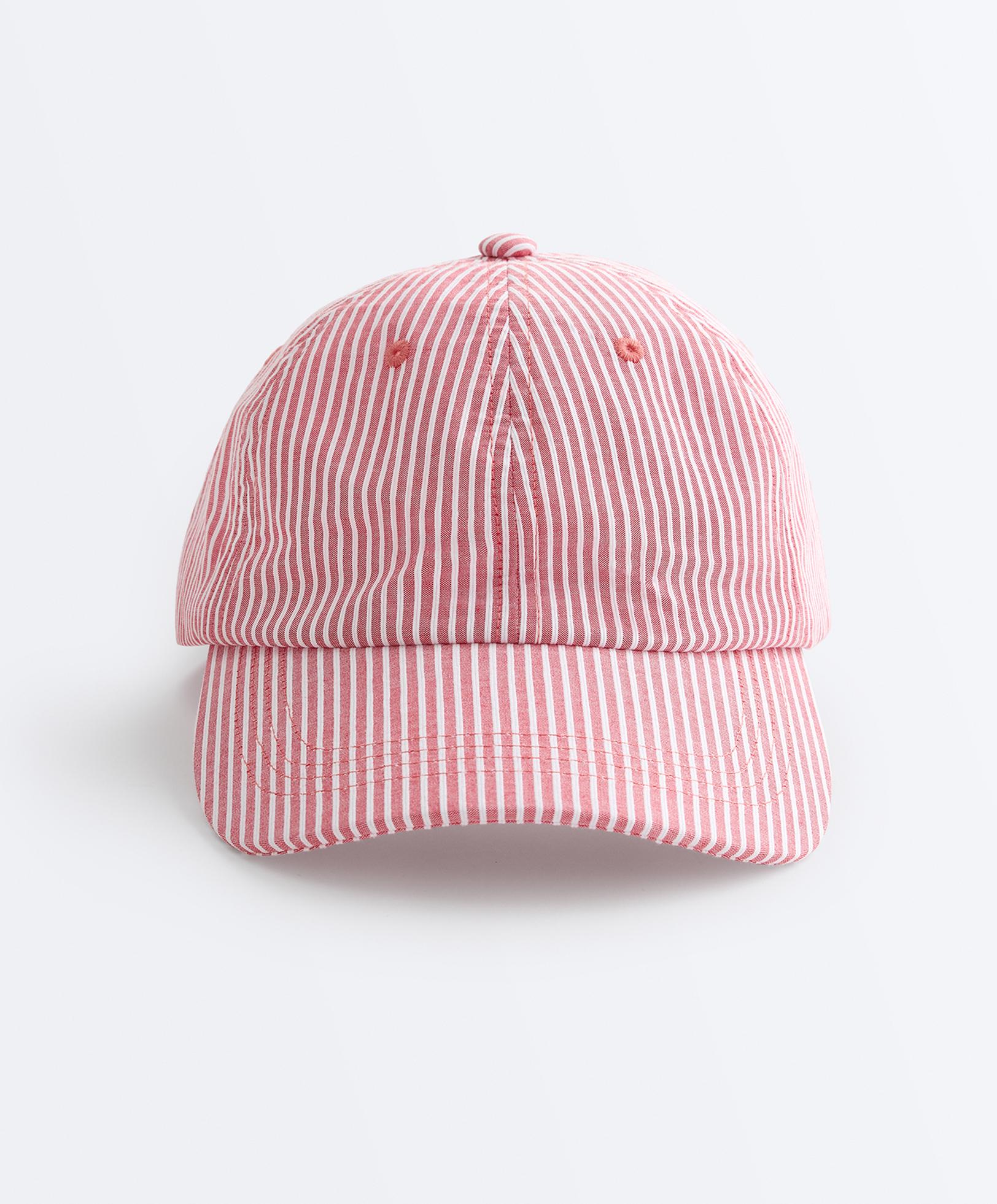 100% cotton striped cap — RED