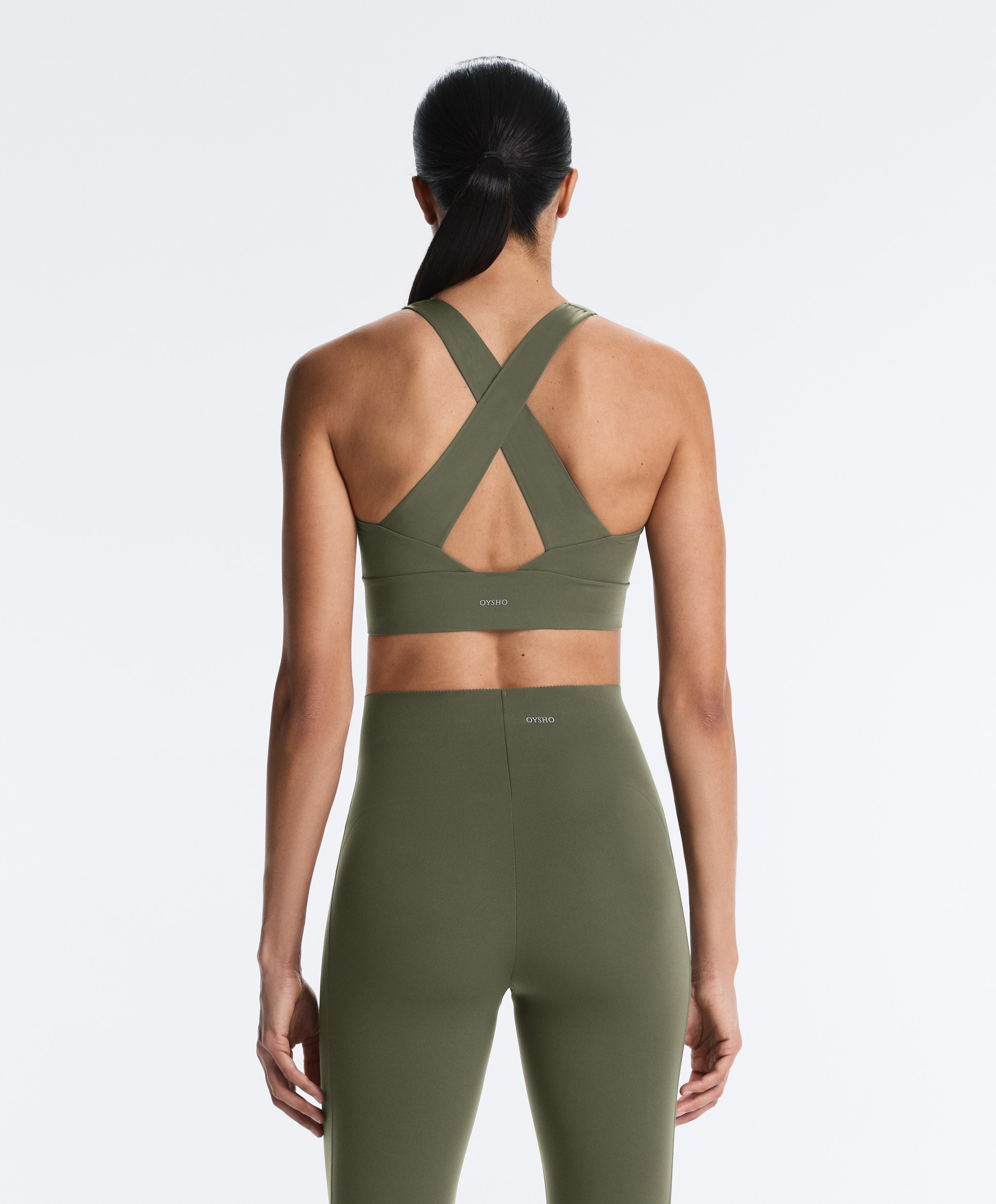 Medium-support Light Touch crossover bra — KHAKI