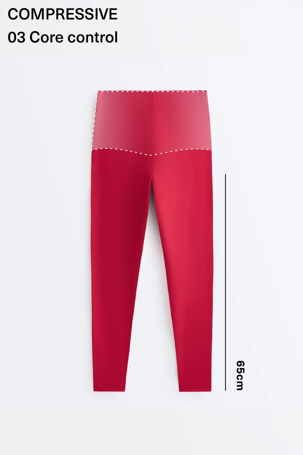 Compressive high-rise core-control ankle-length leggings — RED