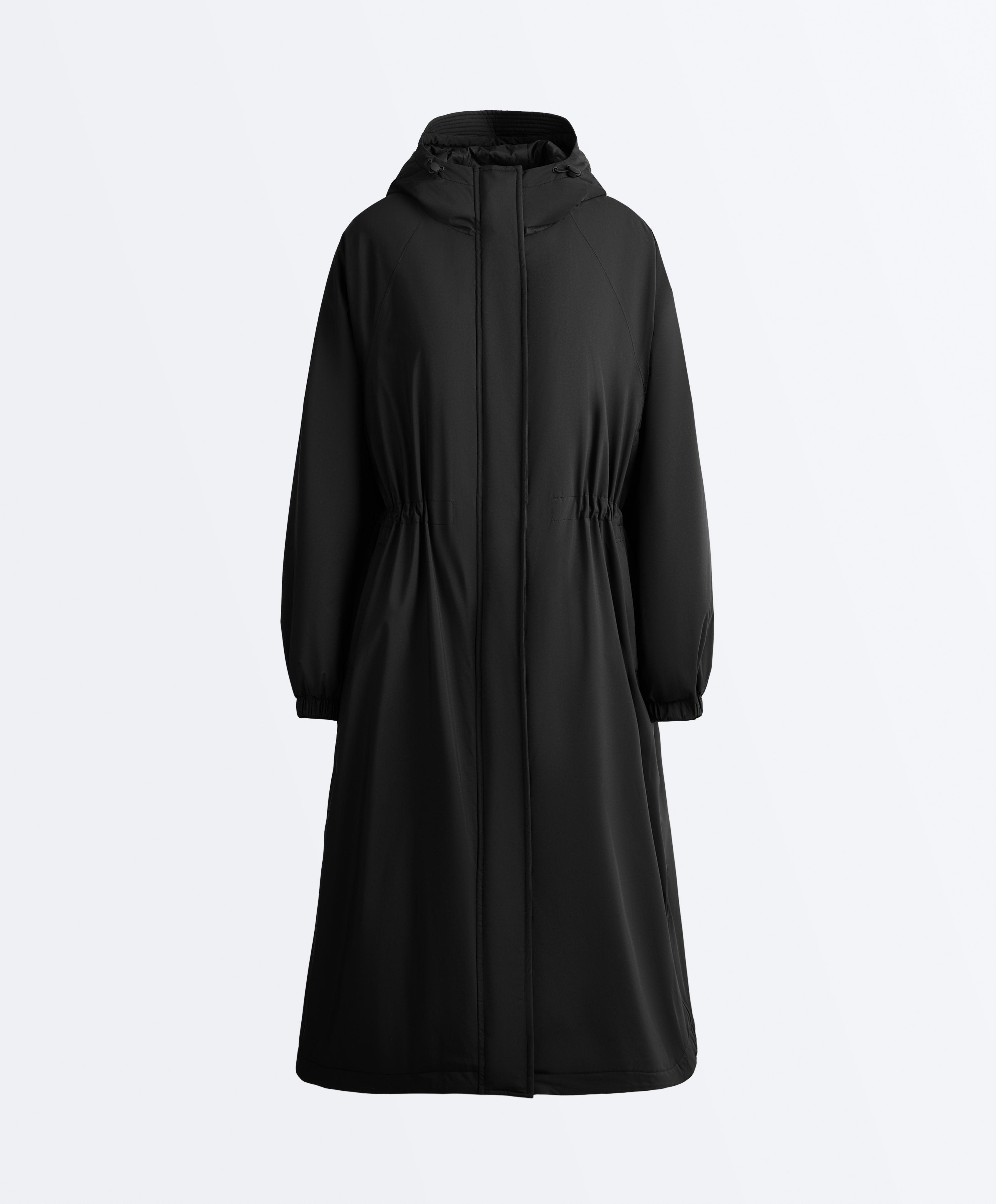 10k Thindown® waterproof extra-light long padded jacket — BLACK